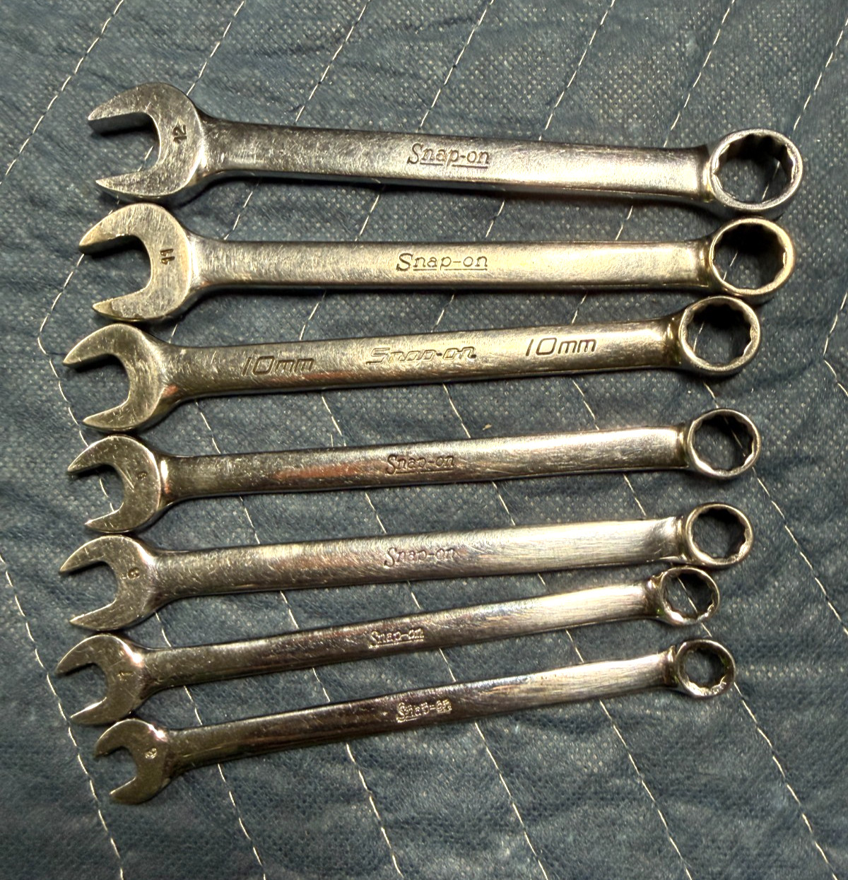 7 pc Snap-On USA Metric Mid Length 12-point Metric Combination Wrench Set OEXM