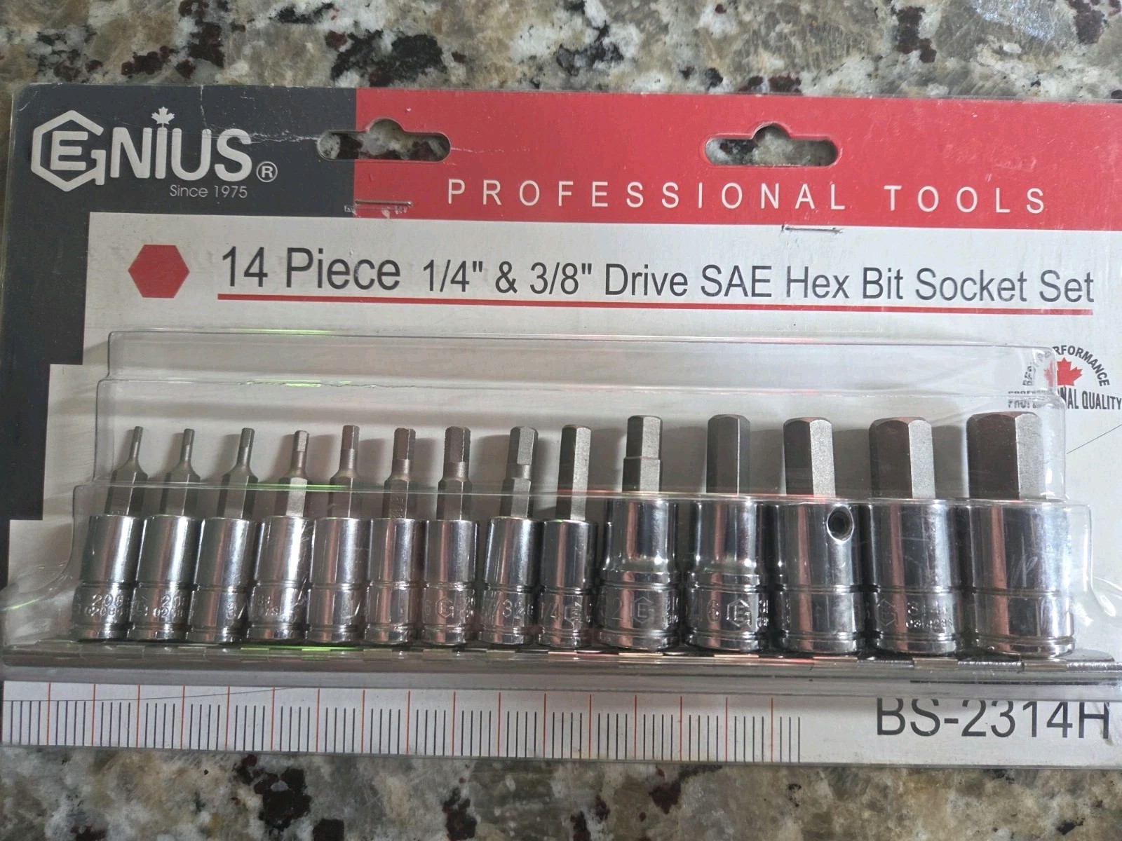 Genius Tools 14 piece SAE Hex Bit Socket Set  BS-2314H