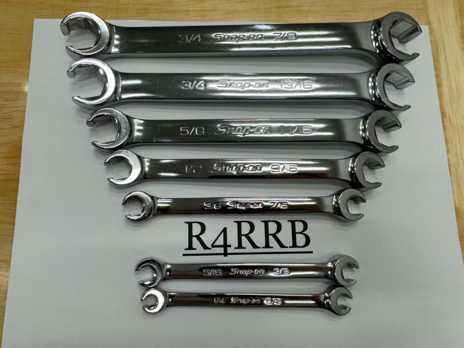 Snap-on Tools USA NOS 7pc SAE Double Flare Nut 6 Point Line Wrench RXFS LOT SET