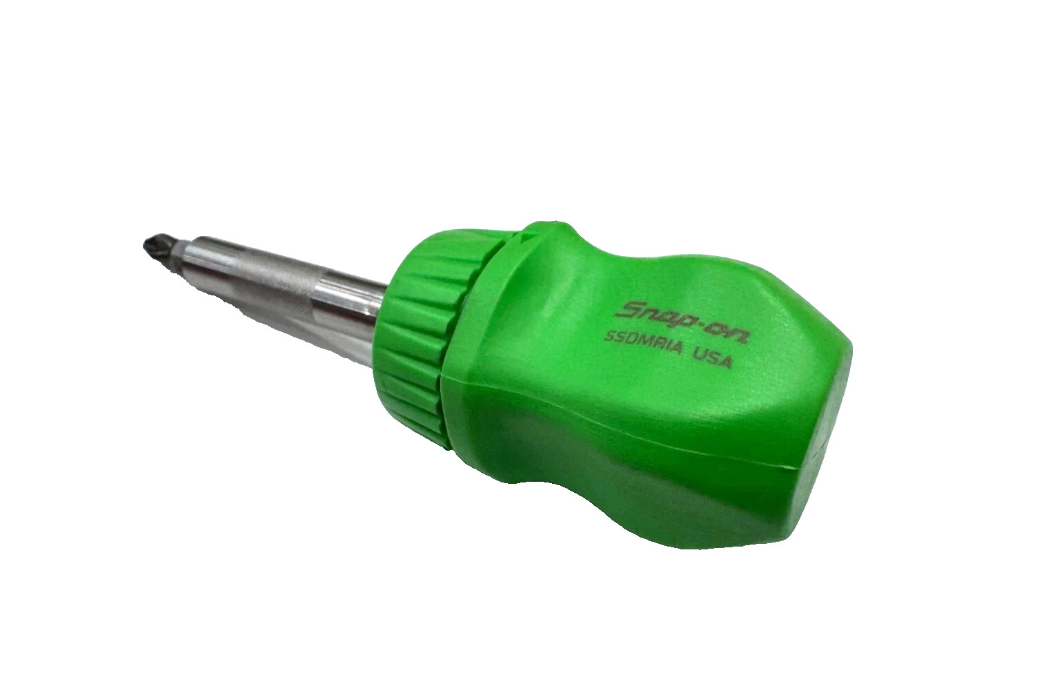 Snap-on Tools GREEN Stubby Hard Handle Ratcheting Screwdriver SSDMR1AG USA NEW