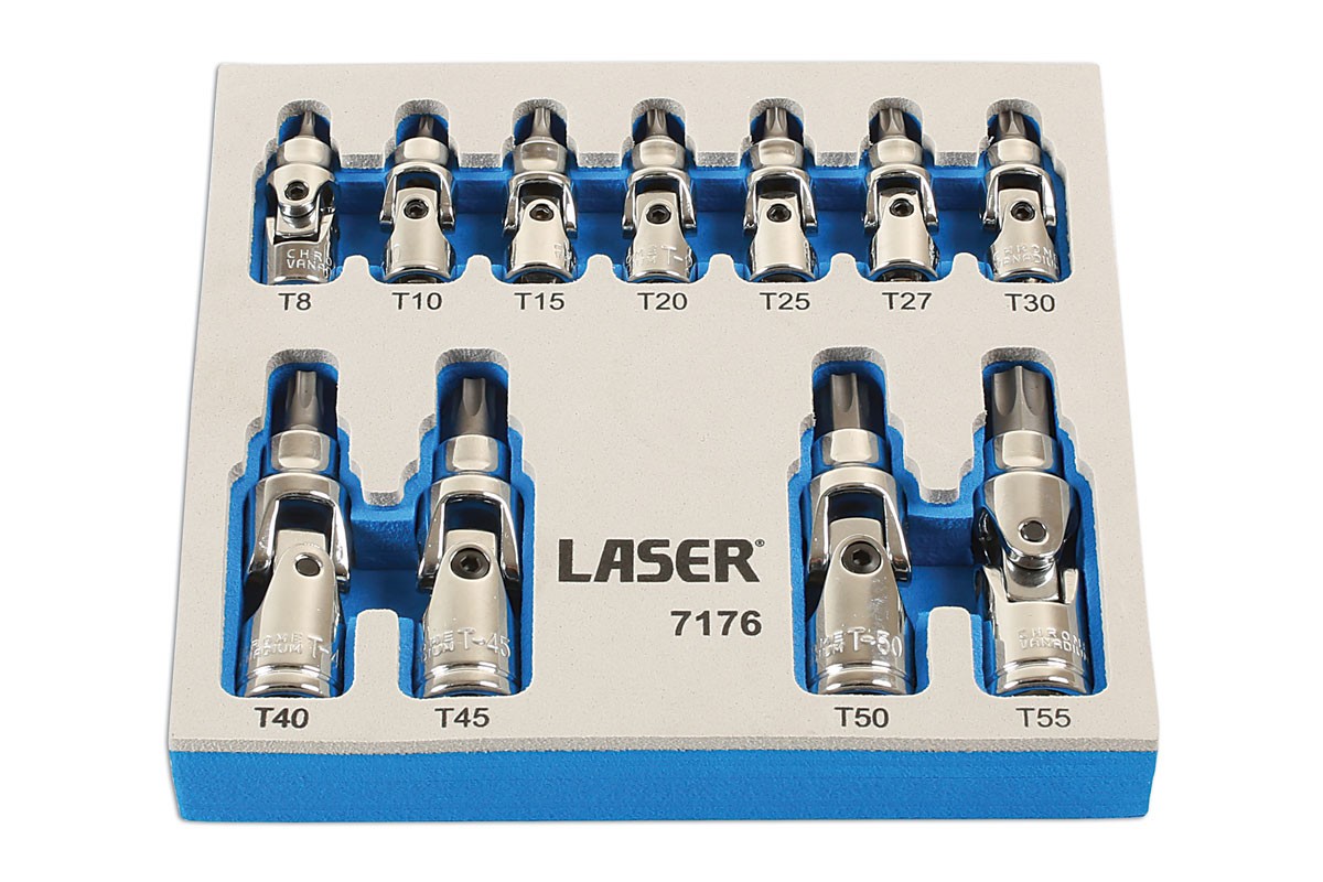 Laser Tools Tamperproof U/J Star Socket Bit Set 1/4″D, 3/8″D 11pc 7176