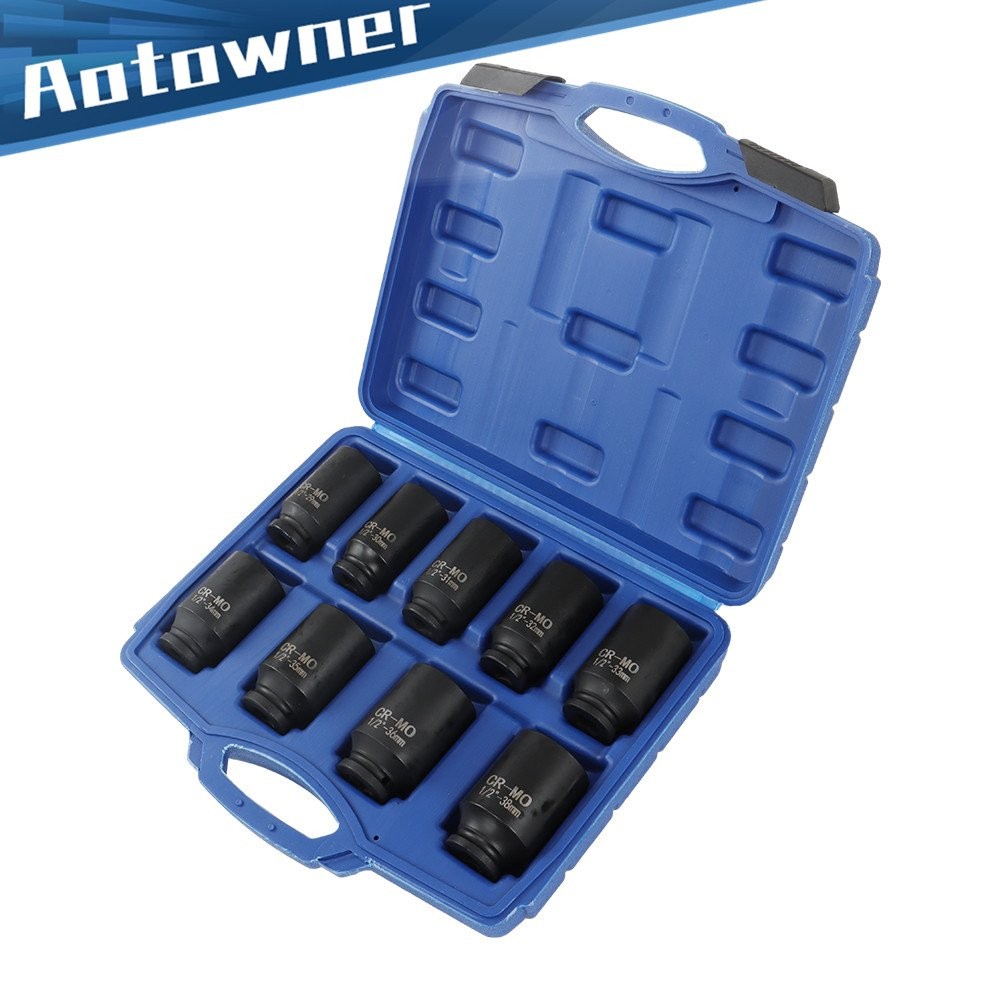 9PCS 1/2″ Drive Deep Impact Socket Set – Metric Axle Hub Nut Sockets 29-38mm