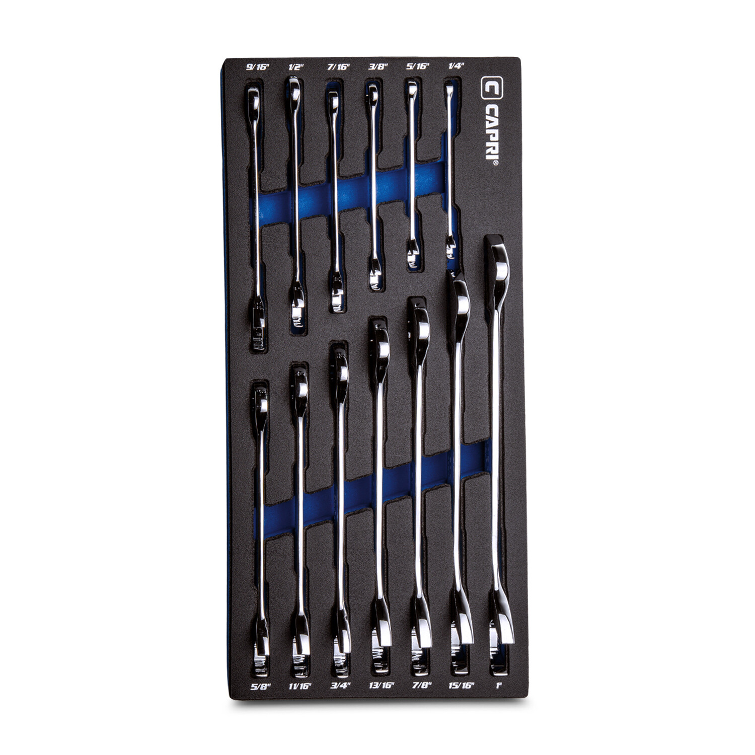 Capri Tools Angle Open End Wrench Set, 30° & 60° angles, 1/4 to 1 in. SAE, 13 pc