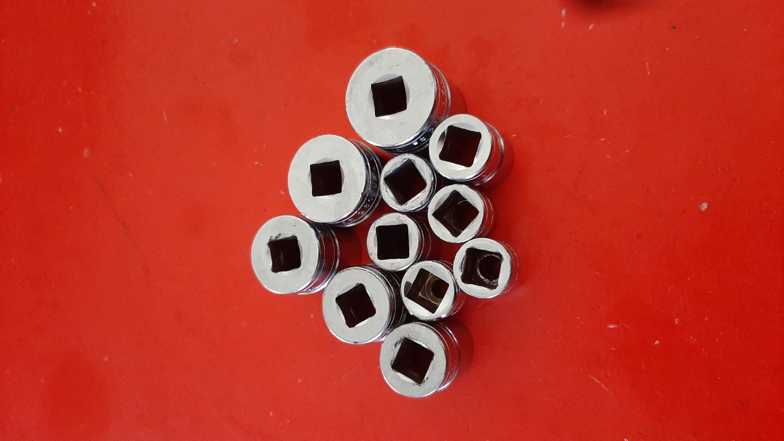 Snap-On FS 10-Pc. 5/16″ – 7/8″ SAE 3/8″ Drive 6pt Point Shallow Socket Set READ!