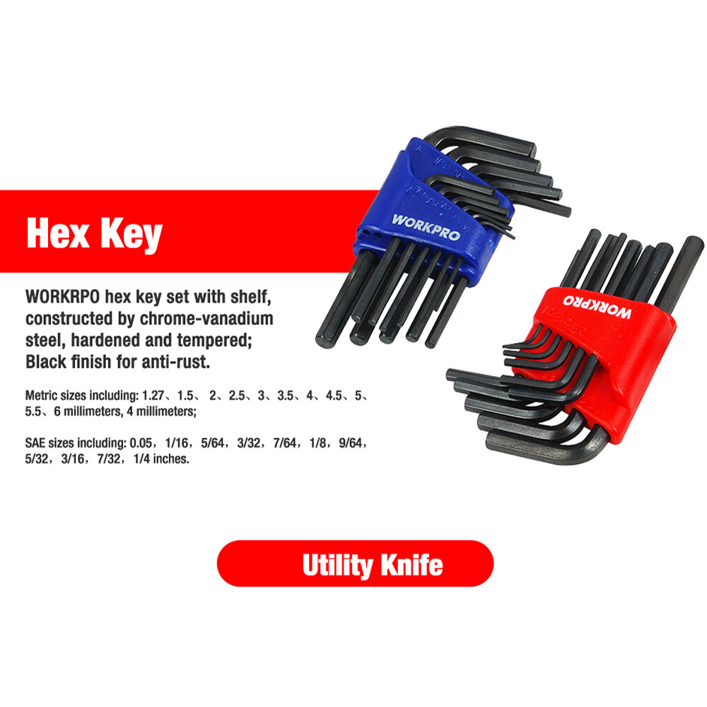 WORKPRO 408PCS Mechanics Tool Set 3Drawer Home Repair Tool Kit Hand Tool Kit Set