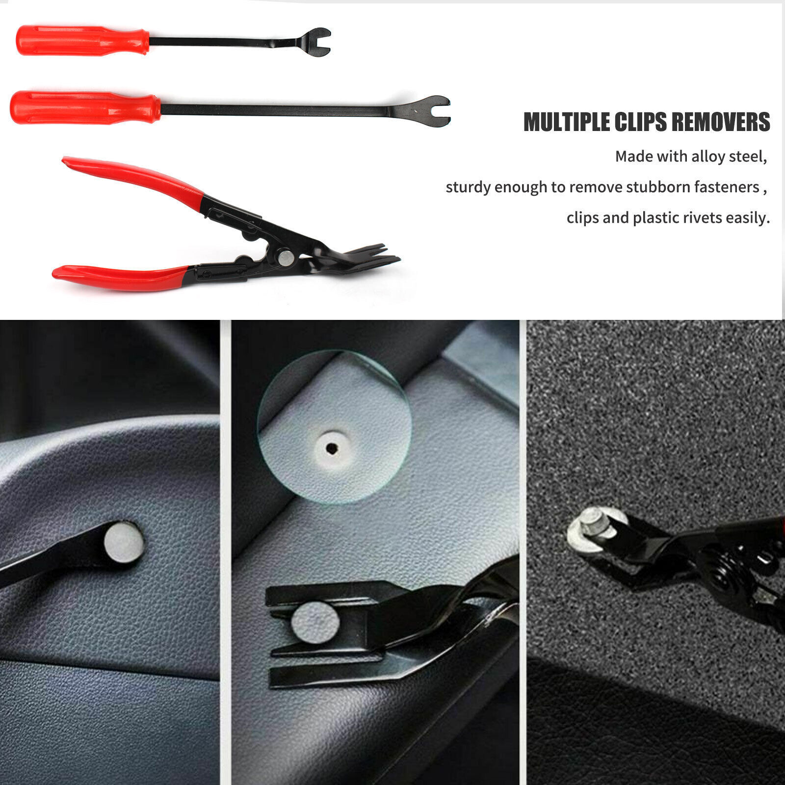 200Pcs Car Trim Removal Tool Set Hand Tools Pry Bar Panel Door Interior Clip Kit