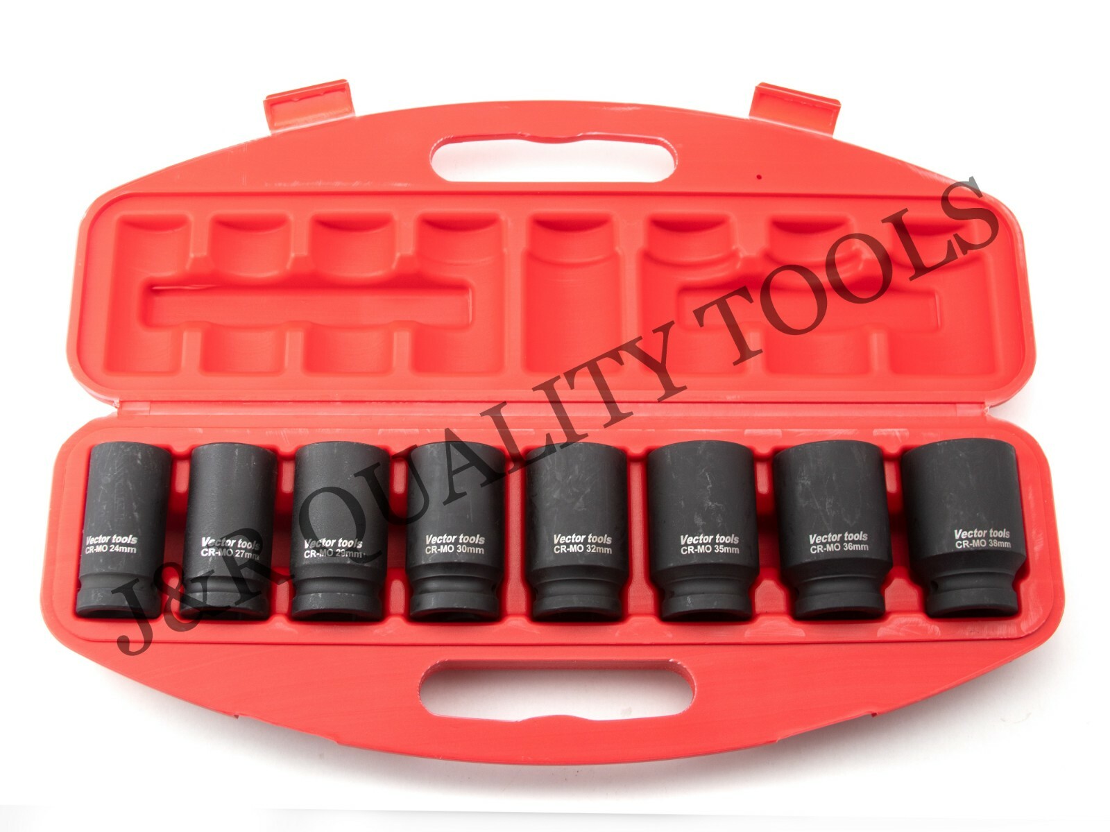 9 PC 3/4″ DRIVE DR BLACK AIR IMPACT METRIC MM SIZE SIZED DEEP SOCKET TOOL SET