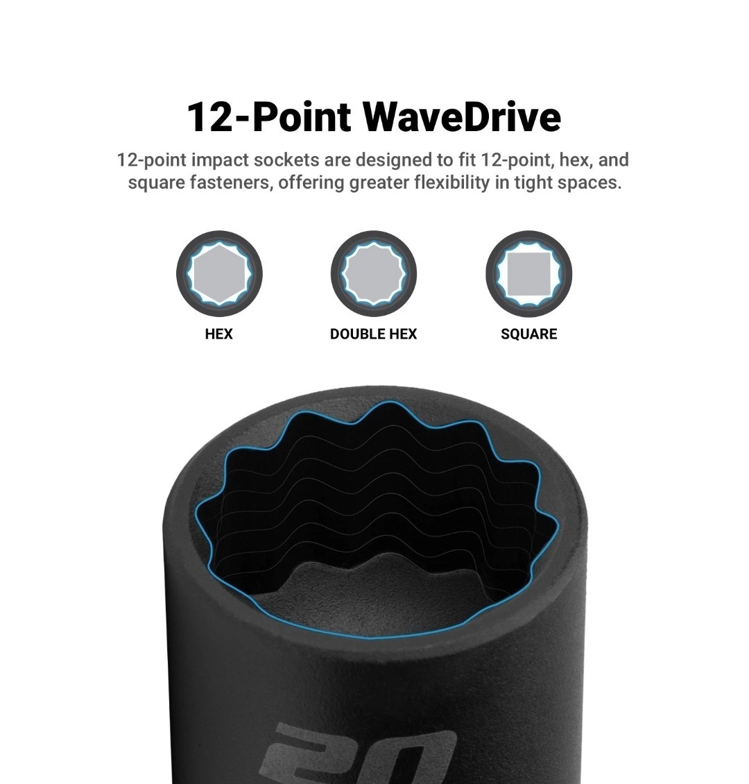 Capri Tools 3/8 in. Drive Deep Impact Socket Set, 12-Point, Metric, 15-Piece New