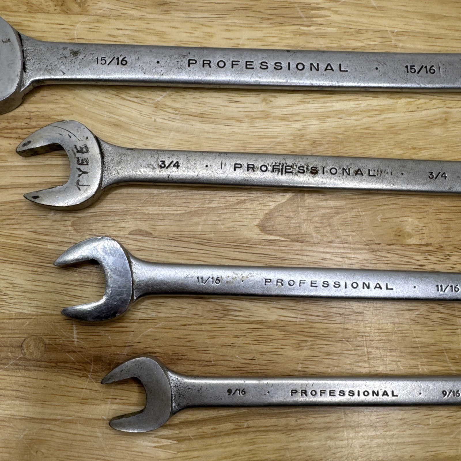 Proto Professional 4 Wrench Lot – 15/16” – 3/4” – 11/16” – 9/16” USA Made