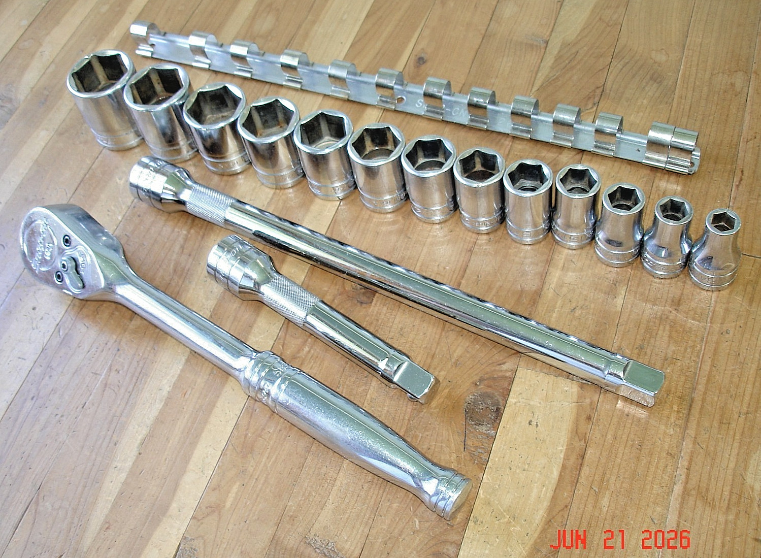 SNAP-ON 17 PIECE 1/2 DRIVE SAE SOCKET SET RATCHET EXTENSIONS MECHANICS TOOLS USA