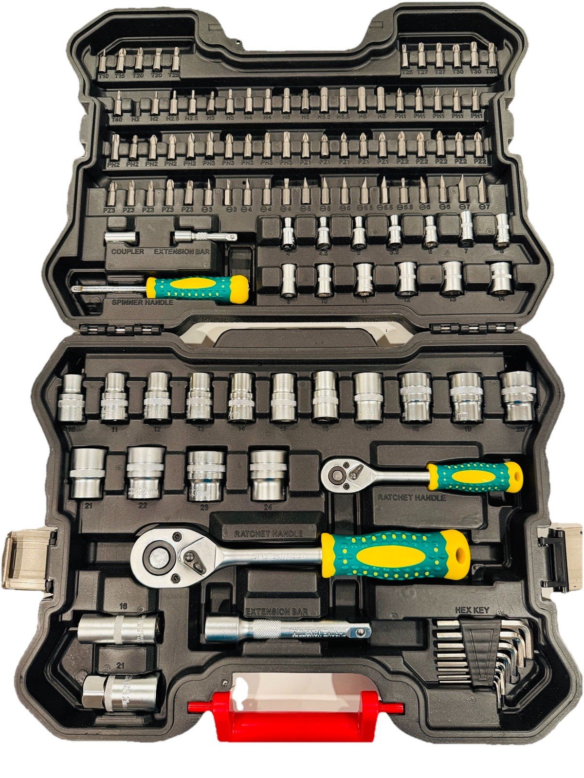 115pcs Professional Socket Wrench Tool Set, Durable Ratchet Wrench, 1/4″ & 1/2″