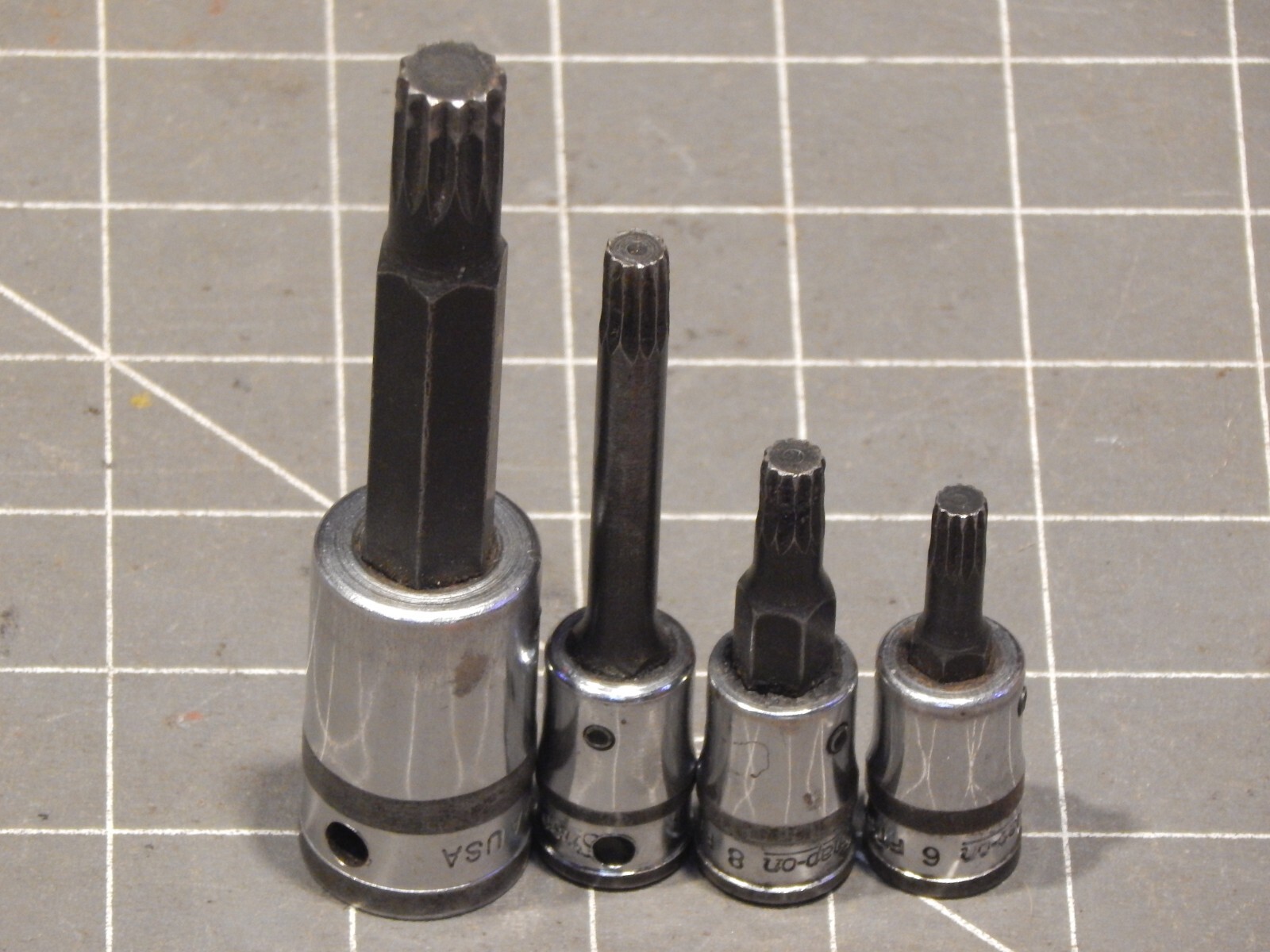 Snap On 4pc 3/8 1/2″Drive Triple Square Socket Driver Lot 6MM 8MM 12MM FTSM6A Dr