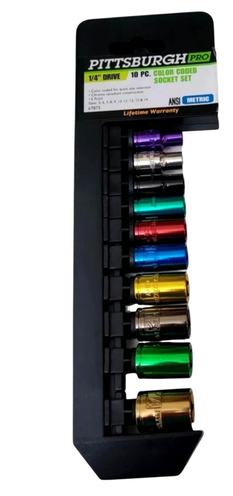 Pittsburgh pro 1/4″ ,1/2″ drive Metric color Socket Set .20pc