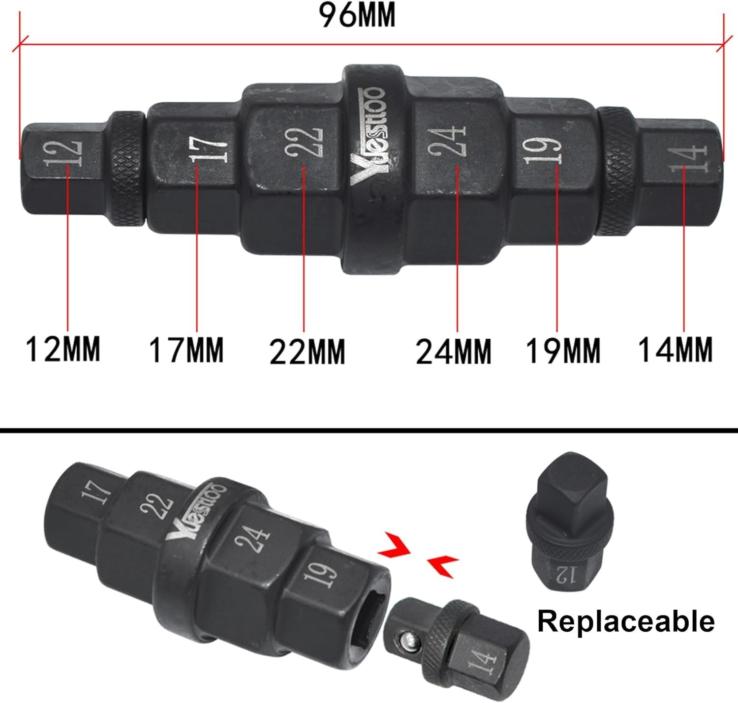Hex Axle Tool for Motorcycle Front Axle Wheel, Allen Axle Spindle Socket Adapter