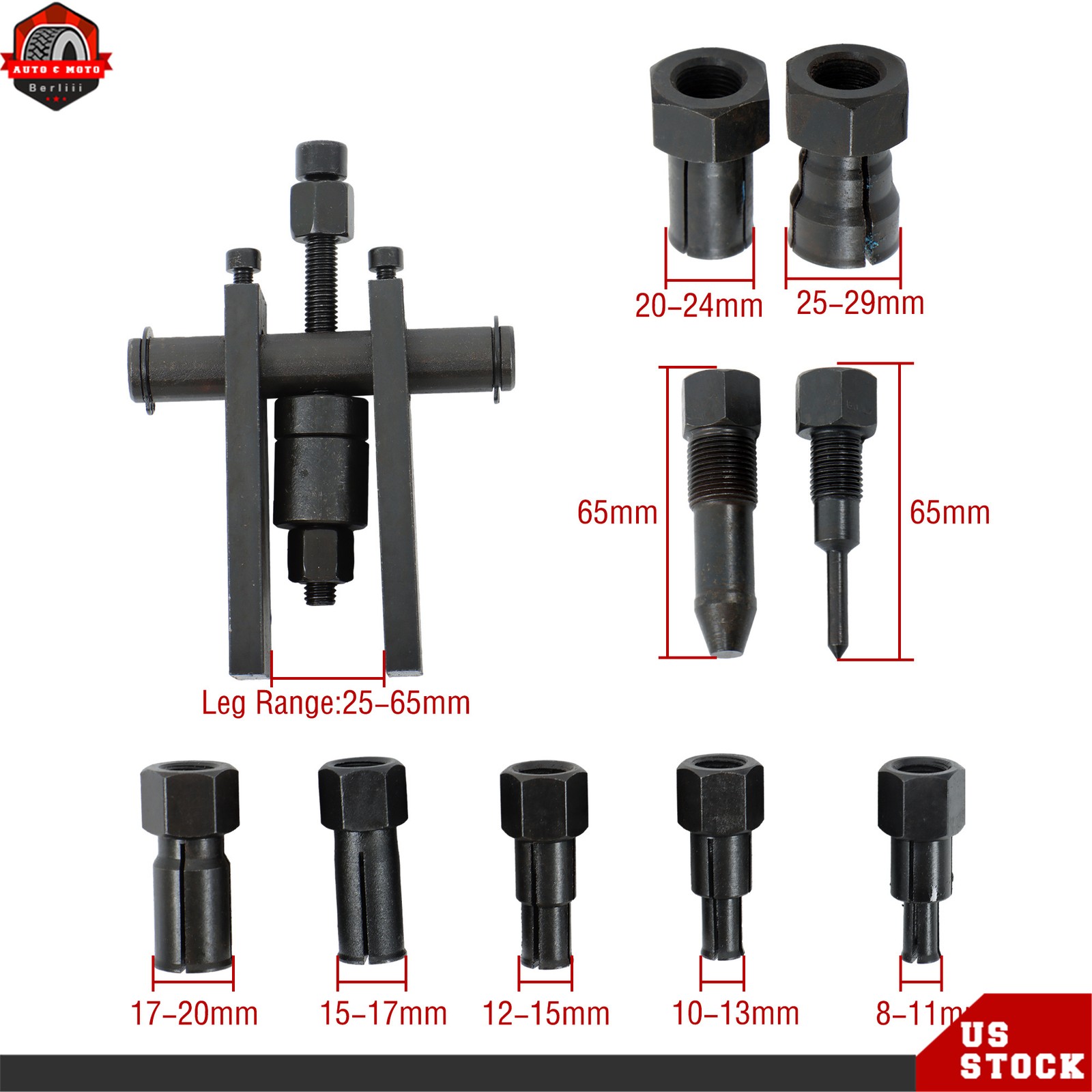 10PCS 8-25MM Motorcycle Inner Bearing Puller Tool Wheel Inner Bearing Removal