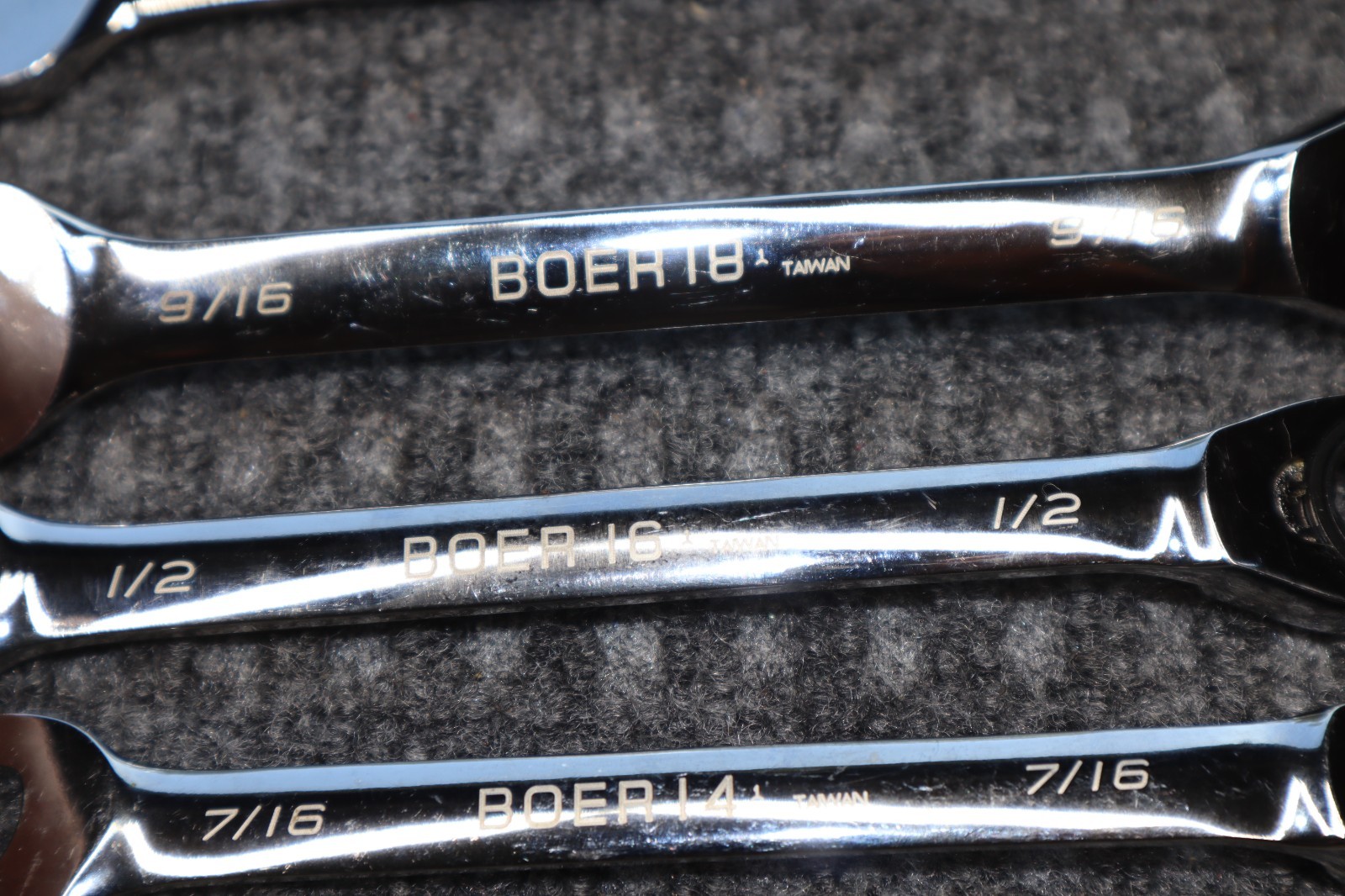 Blue Point BOER Wrench Ratcheting 12 Point Box Set 7/16 1/2 9/16 5/8 11/16 3/4″
