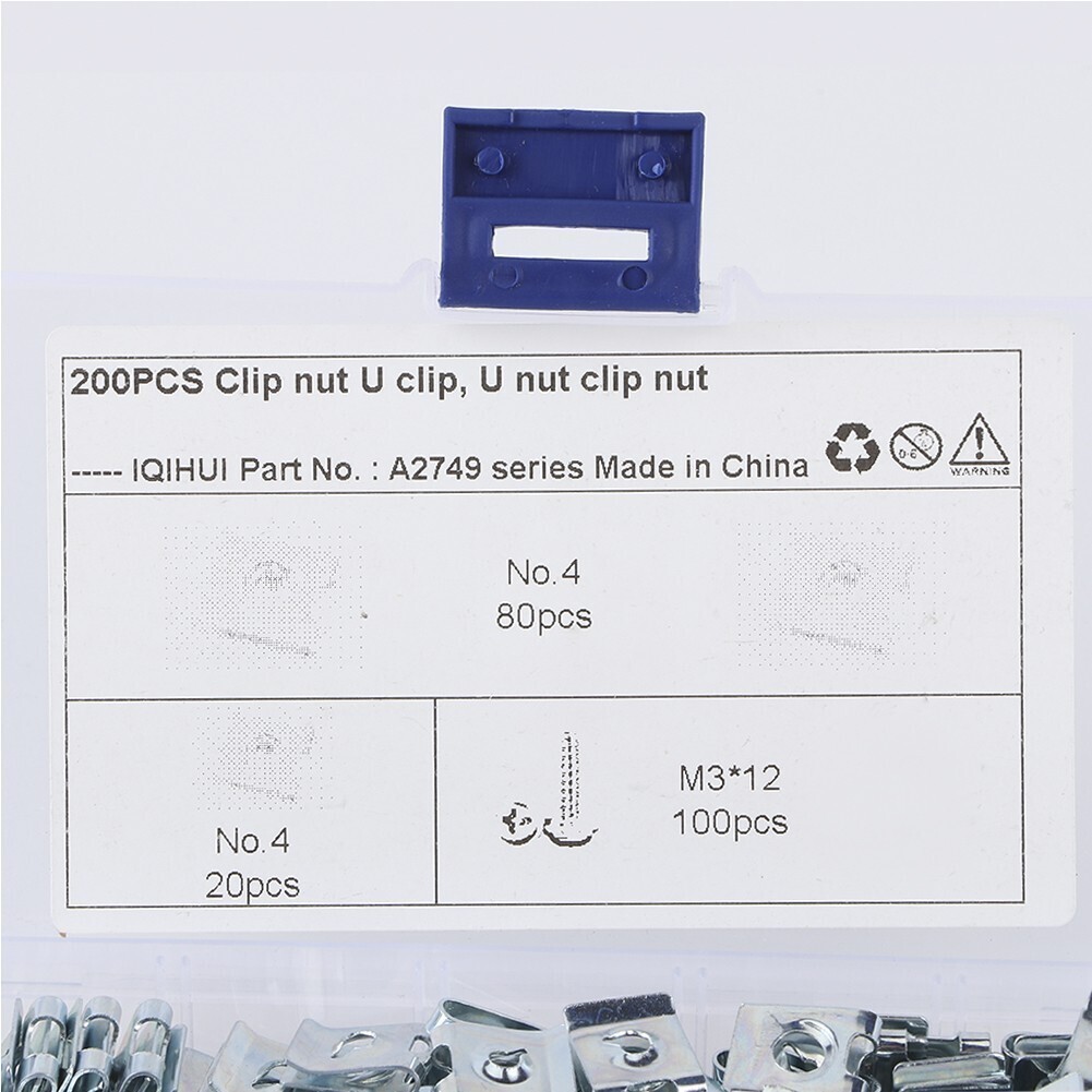 200pcs/set Manganese Steel U‑Clips with Self Tapping Screws Kit Assortment