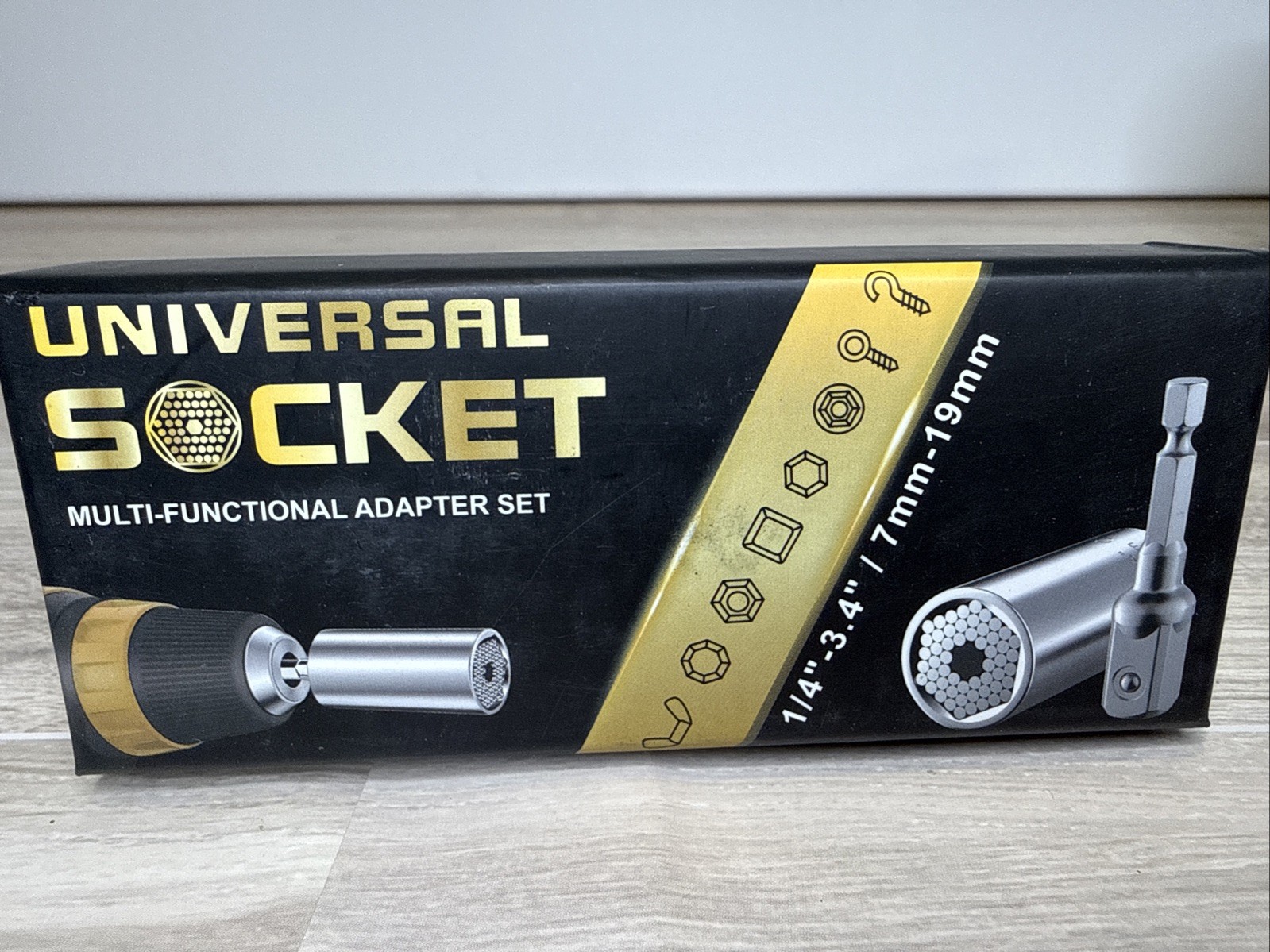 Universal Socket 7–19mm Self Adjusting Grip Tool w/ Power Drill Adapter Set NEW