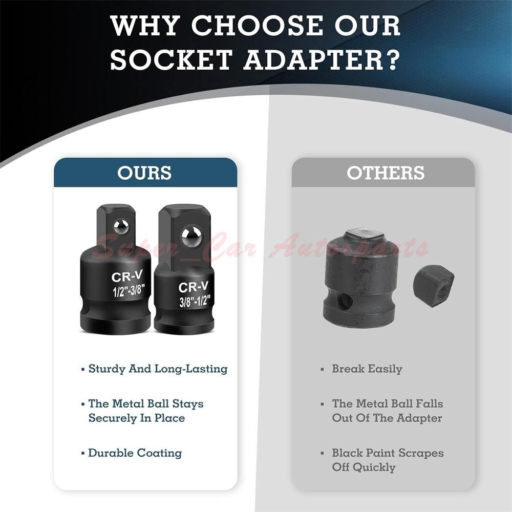 8Pcs Impact Socket Reducer Adapter Set Convertor Adaptors 1/4″ 3/8″ 1/2″ 3/4″ 1″