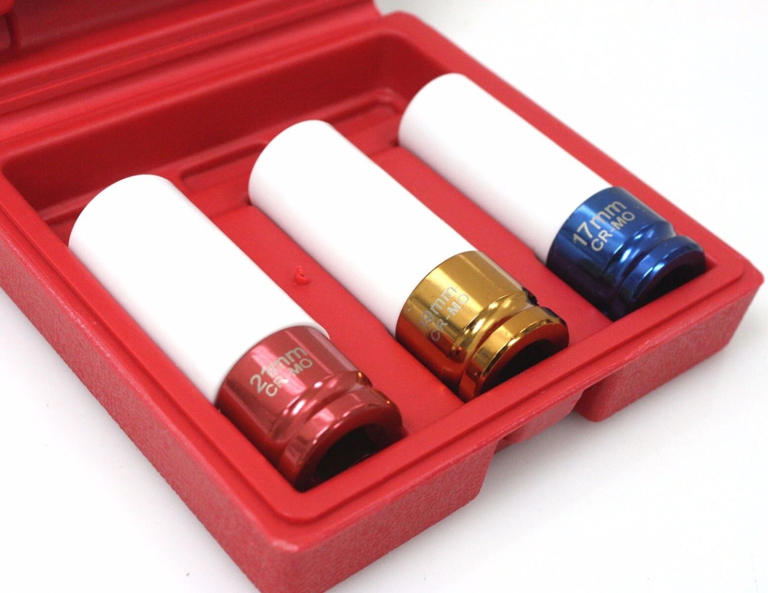 3PC 1/2″ Dr. 6pts Thin Wall Impact Lug Nut Socket Set 17mm 19mm 21mm w/Sleeve