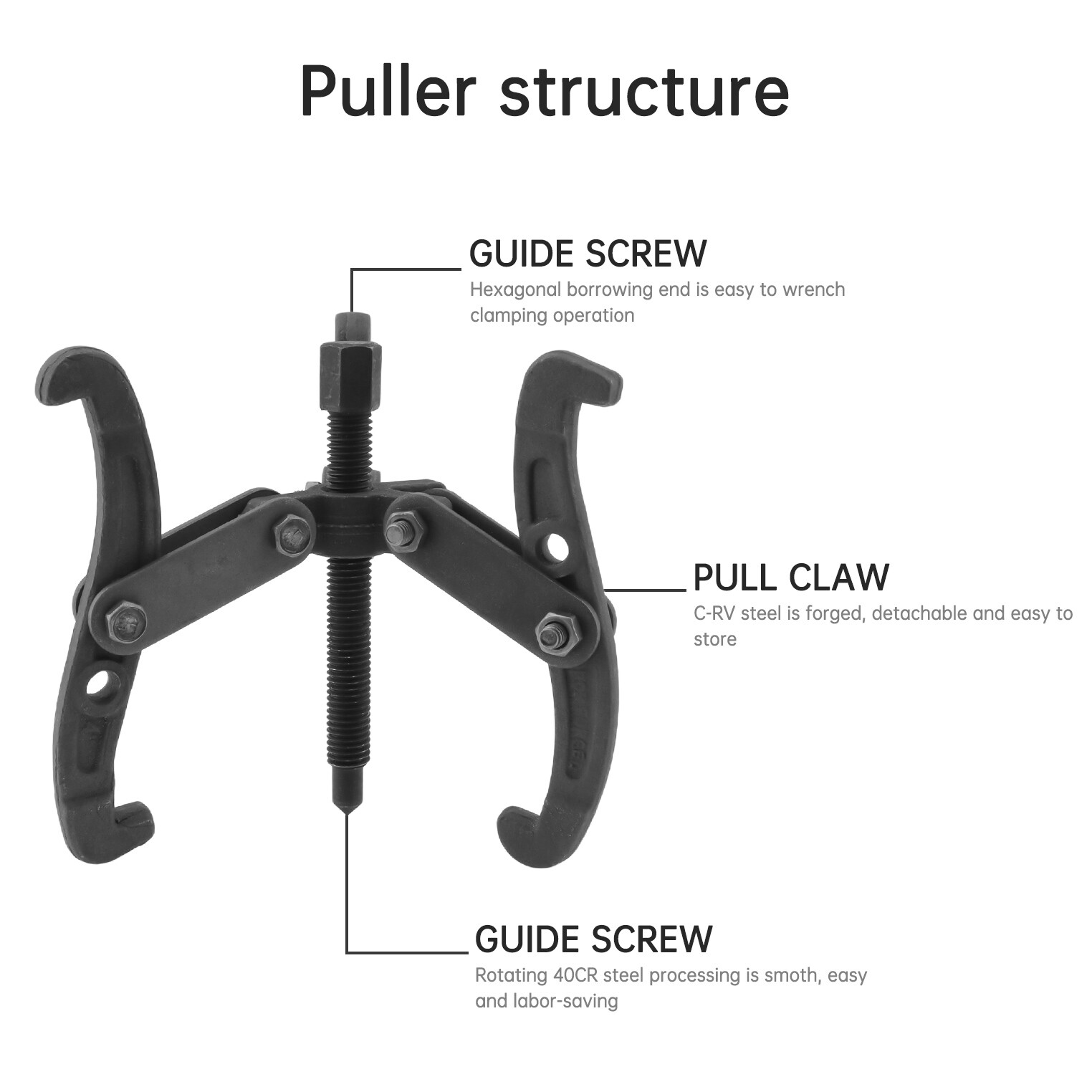 4-Inch 3-Jaw Gear Puller, Removal Tool for Gears, Pulleys Bearings and Flywheel