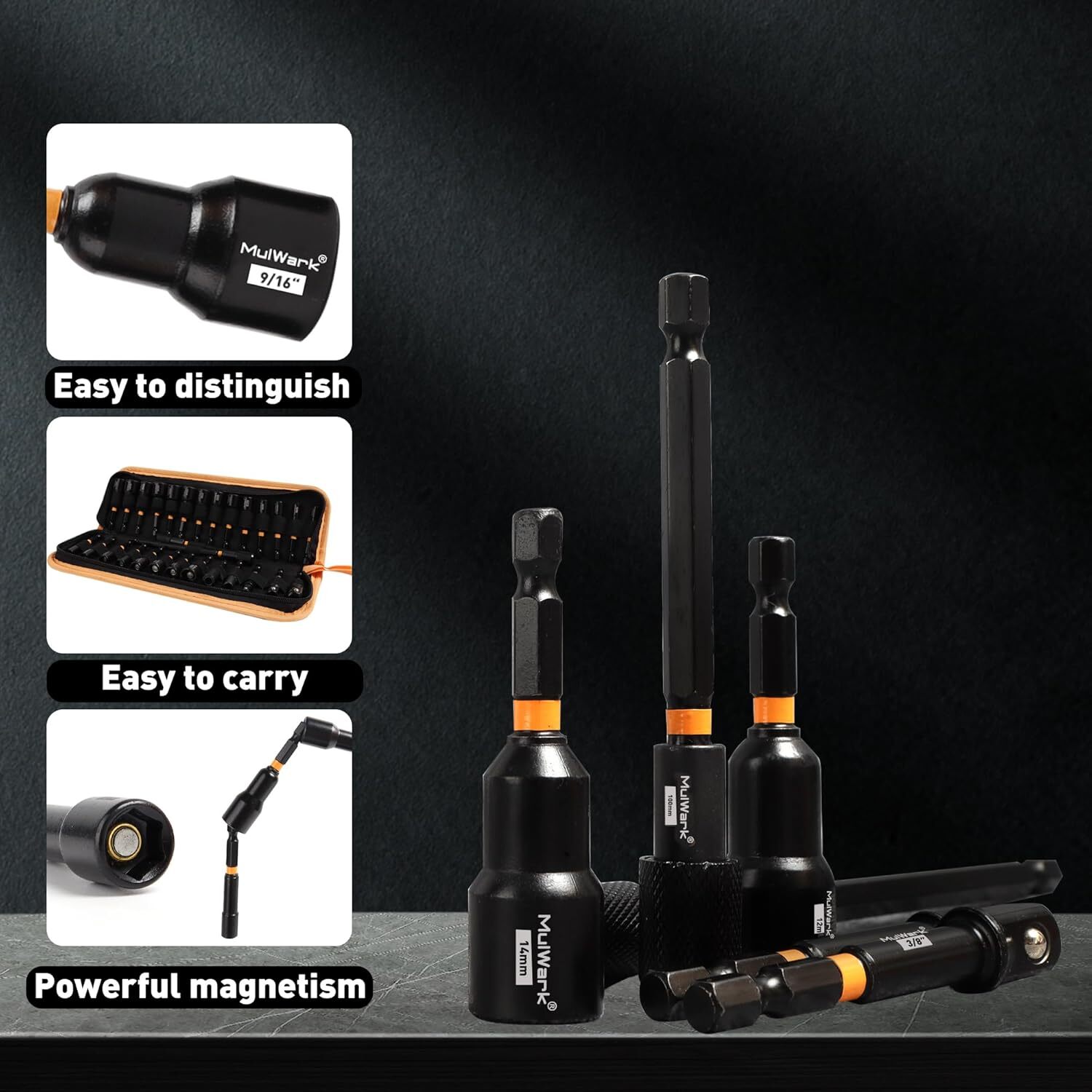 29 Piece Magnetic Nut Driver Set, Impact drill socket adapter, SAE, and Metric