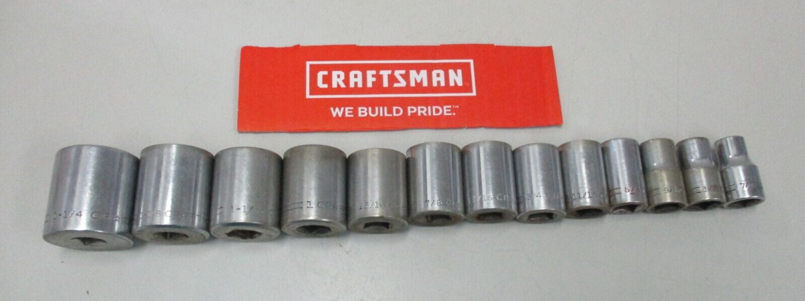 Craftsman 13pc =V= Series 1/2″ Drive 12 Point SAE Socket Set 7/16 to 1-1/4