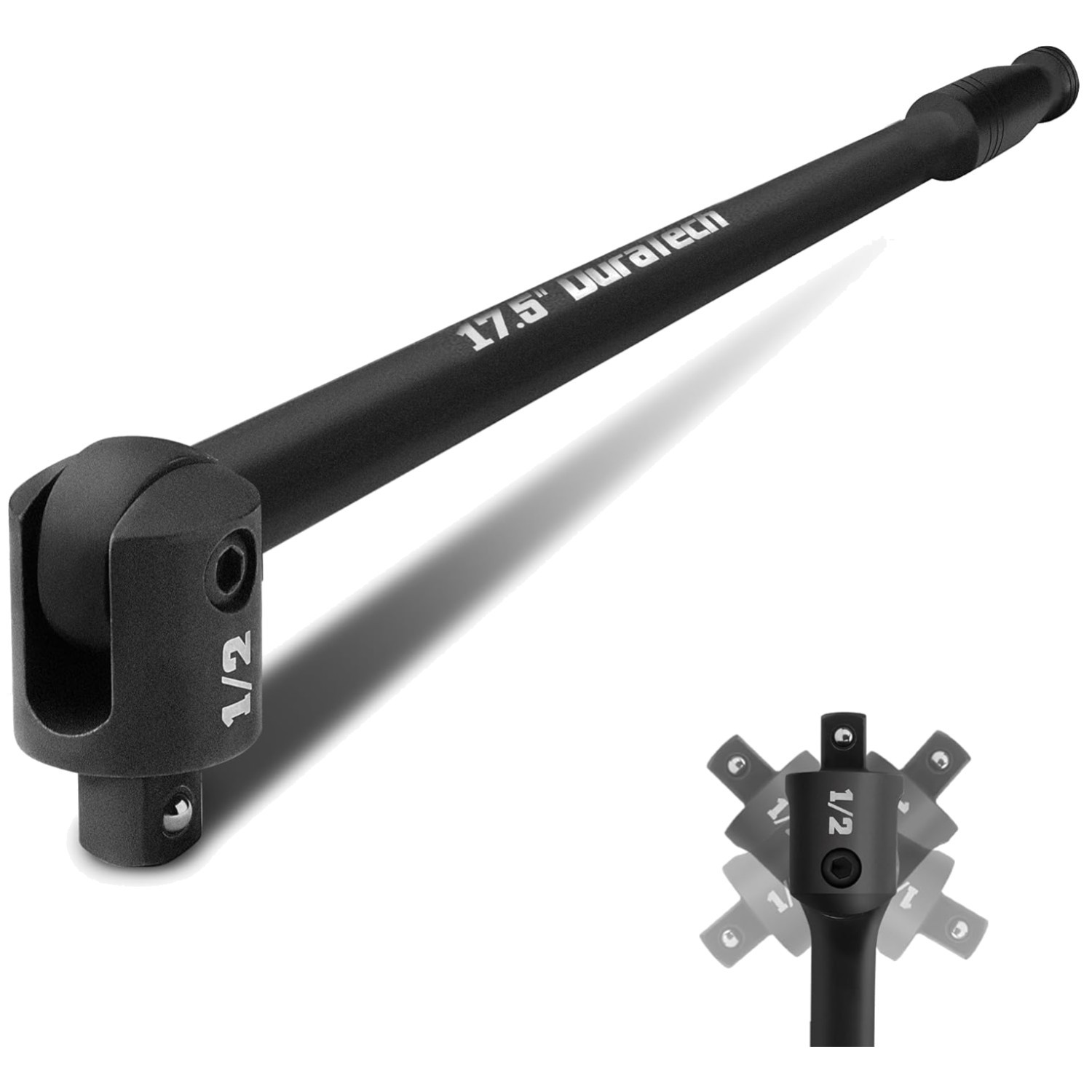 Flexible 17.5-Inch Breaker Bar with 240° Flex Head
