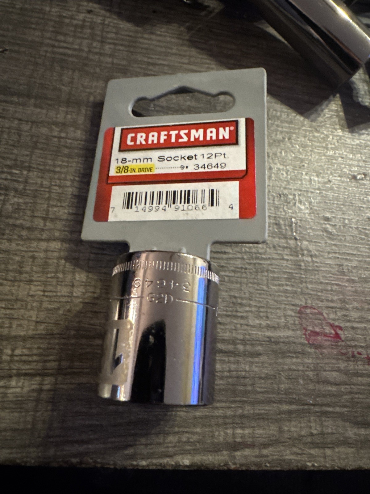Sears Craftsman 18MM 12 Pt 3/8″ Drive Shallow Socket Easy Read 34649 USA NOS