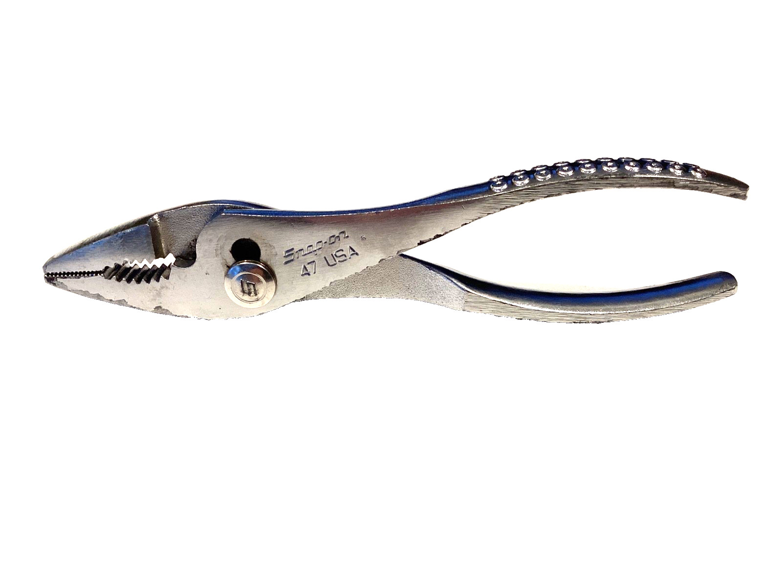 Snap on USA Model 47 Vacuum Grip 8” Long Chrome Slip Joint Pliers With Cutters