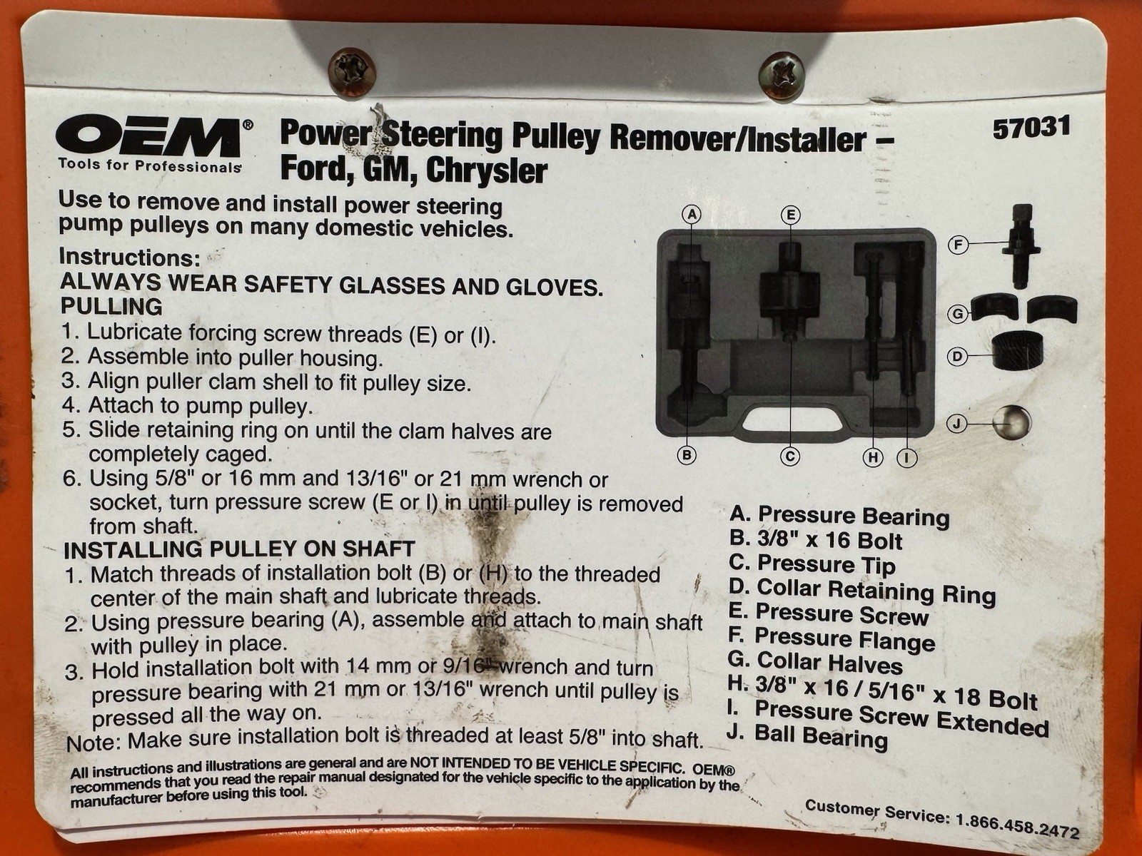 OEM Tools 57031 Power Steering Pulley Remover/Installer – Ford, GM, Chrysler
