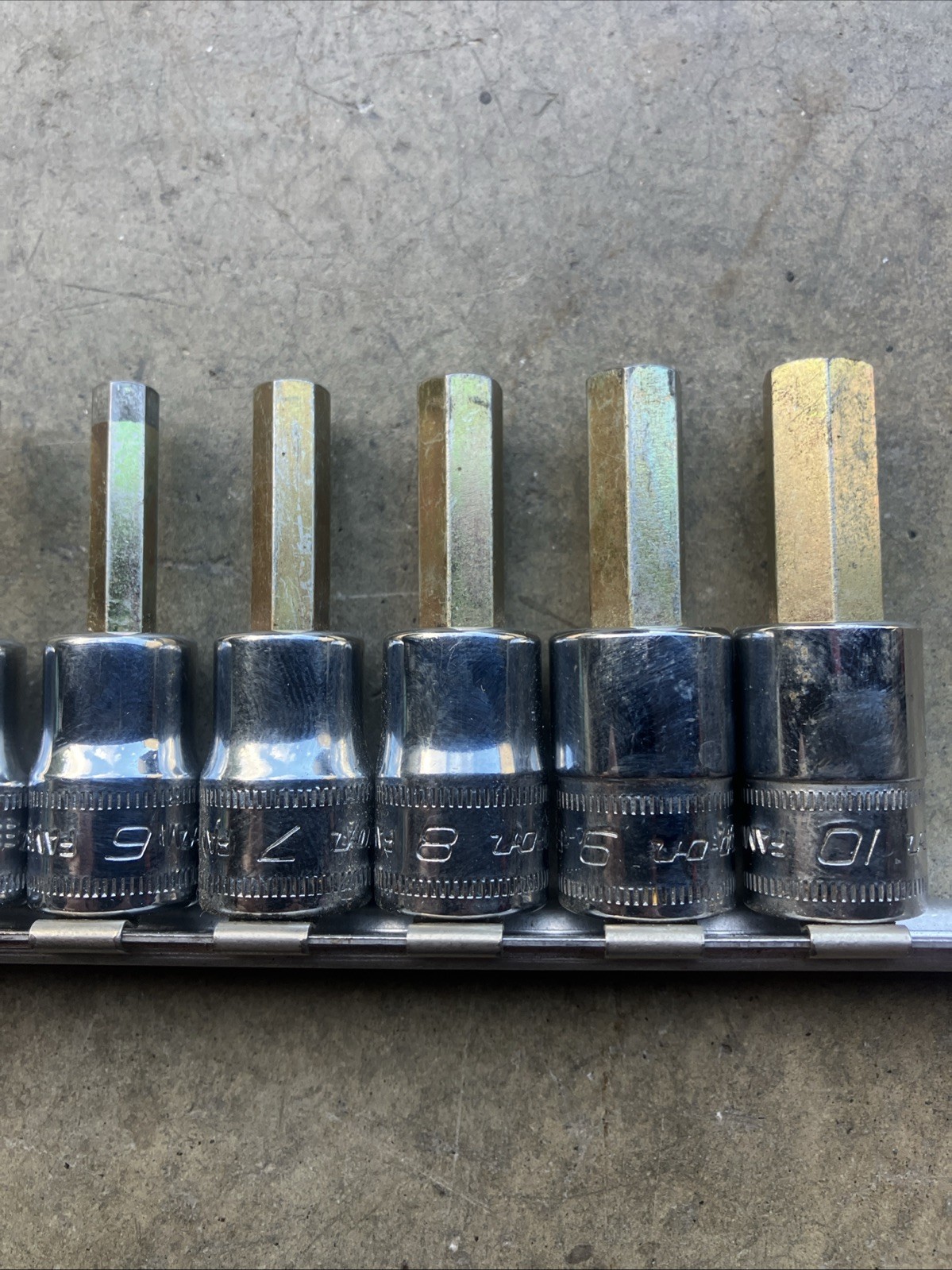 Snap On 7 Piece 3/8 Drive Allen Socket Set Metric 4mm – 10mm On SnapOn Rail