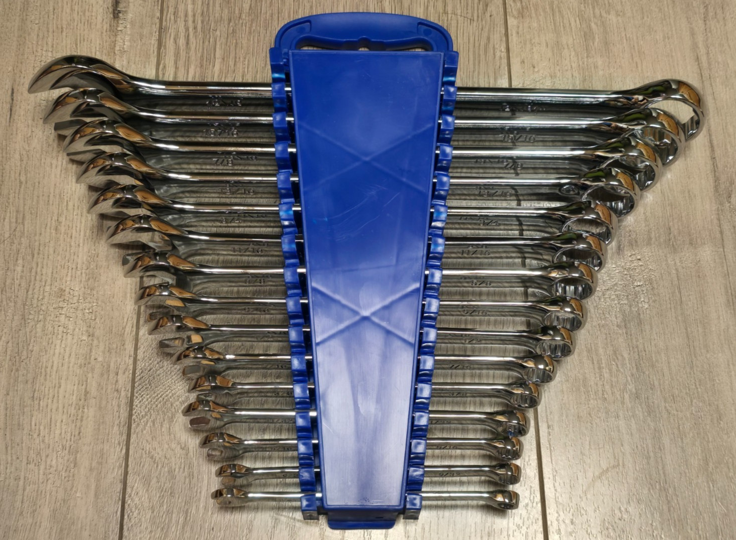 15pc Full Polish SAE Combination Wrench Set with Rack 1/4″ to 1″