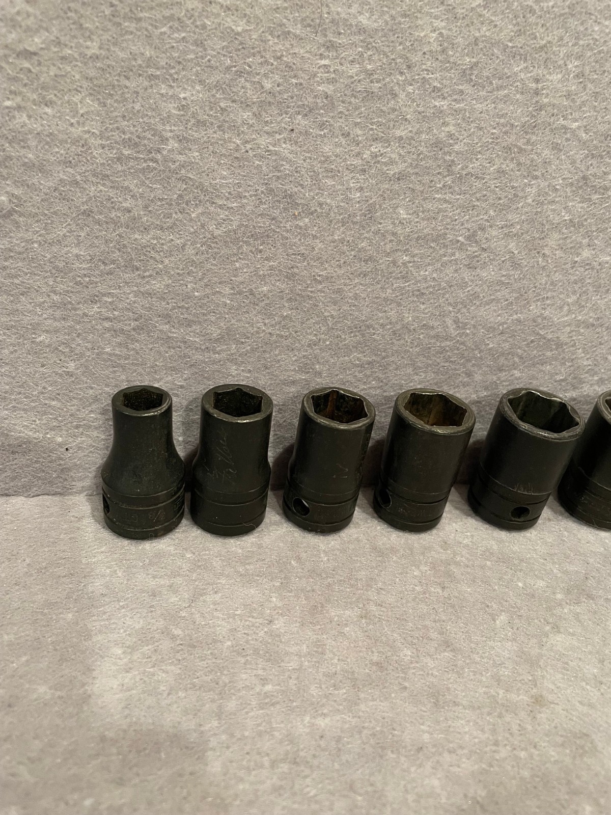 SNAP-ON SOCKET LOT OF 13 1/2 9/16 5/8 11/16 3/4 7/8 13/16 15/16 1 1 1/16 SHALLOW