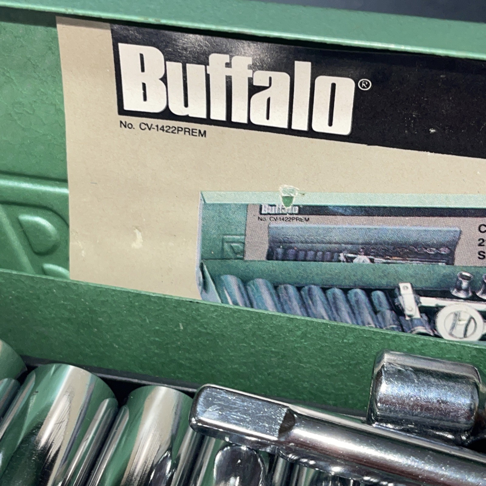 Buffalo 21 Piece 1/4 Drive SAE 6 Point Deep & Standard Socket Set Vintage Case