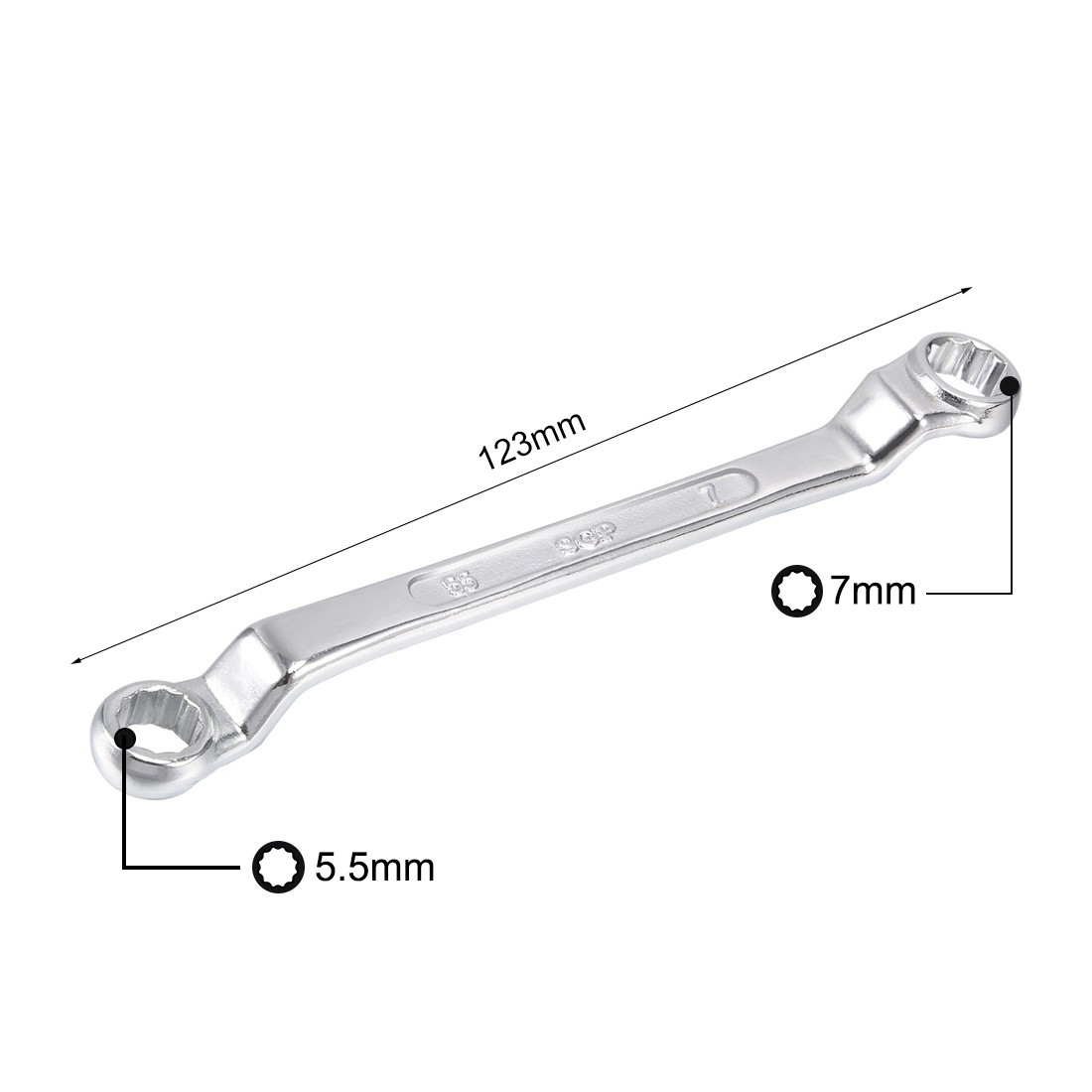 Metric 12 Point Offset Double Box End Wrench Chrome Plated Cr V 5.5mmx7mm