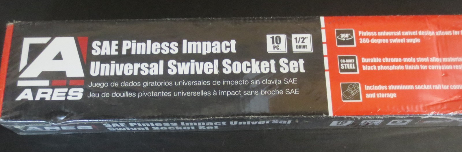 ARES 25137-10-Piece SAE Pinless Universal Swivel Impact Socket Set