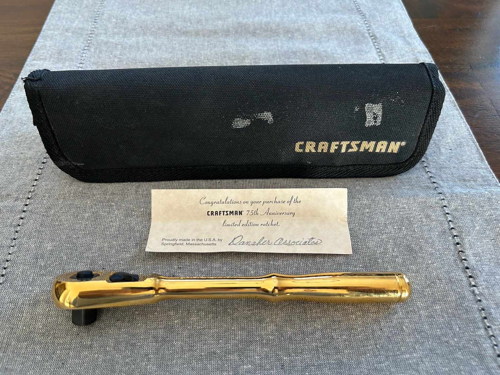 NOS 🔥 Sears Craftsman USA 75th Anniversary 22k Gold VR 44813 Ratchet/Pouch LC26