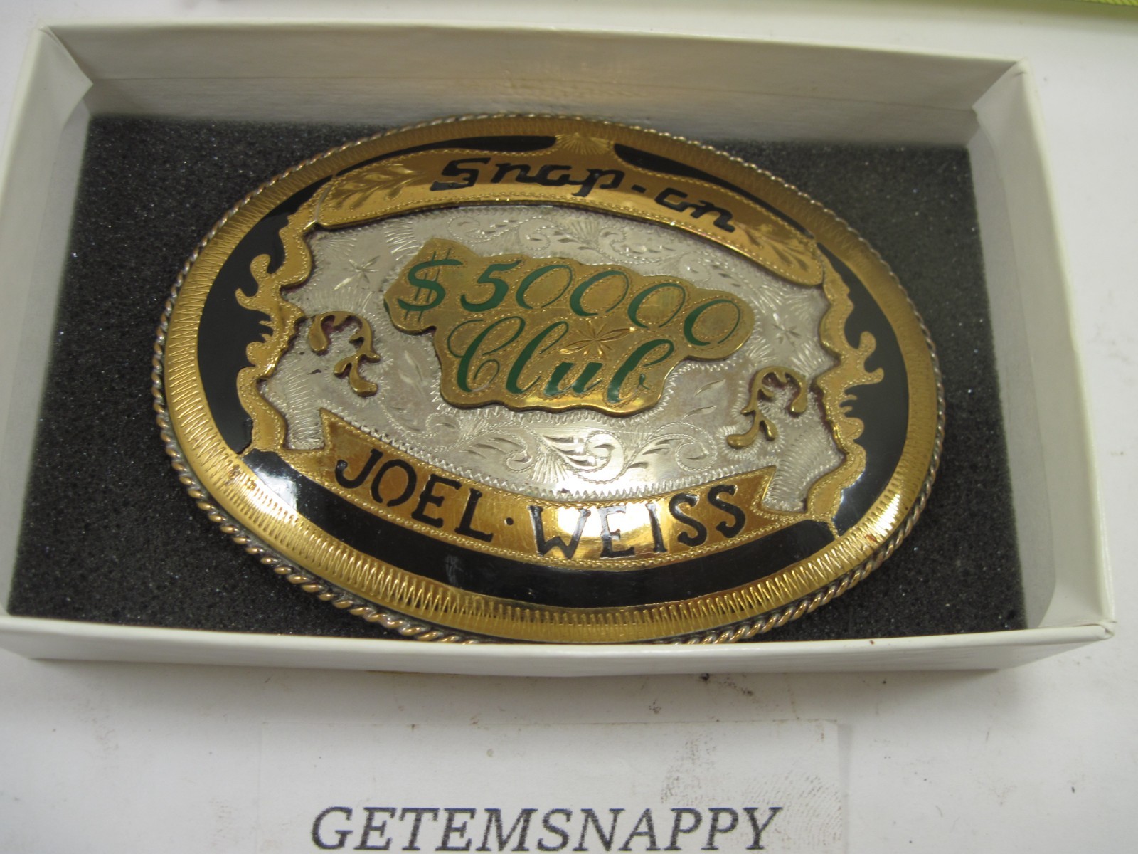 Vintage Snap On Hand Made Silver Sales Award Belt Buckle RARE