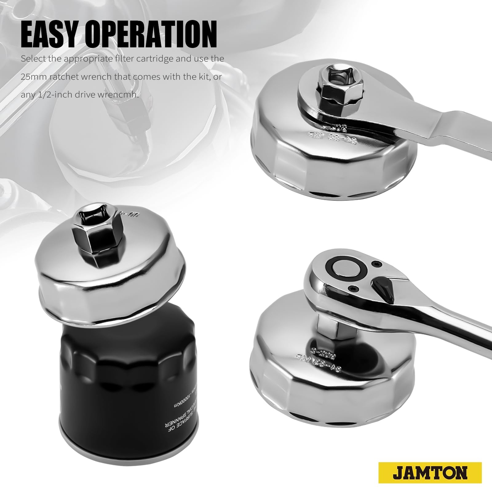 31PCS Oil Filter Wrench Set, Stainless Steel Oil Filter Cap Socket, 1/2 Drive…