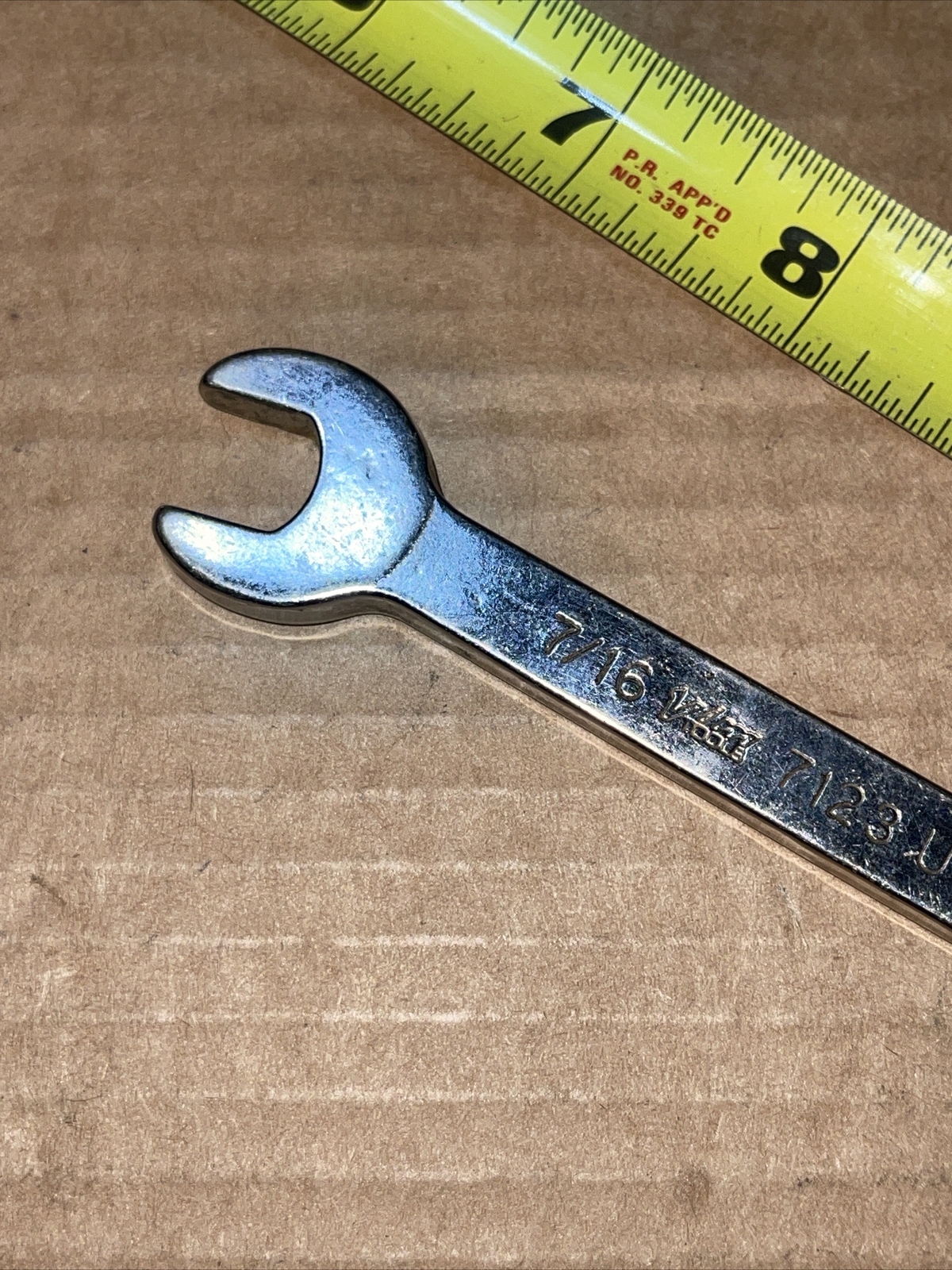 Vintage Vim USA 7123 7/16 In X 1/2 In SAE Open End Stubby Wrench Short