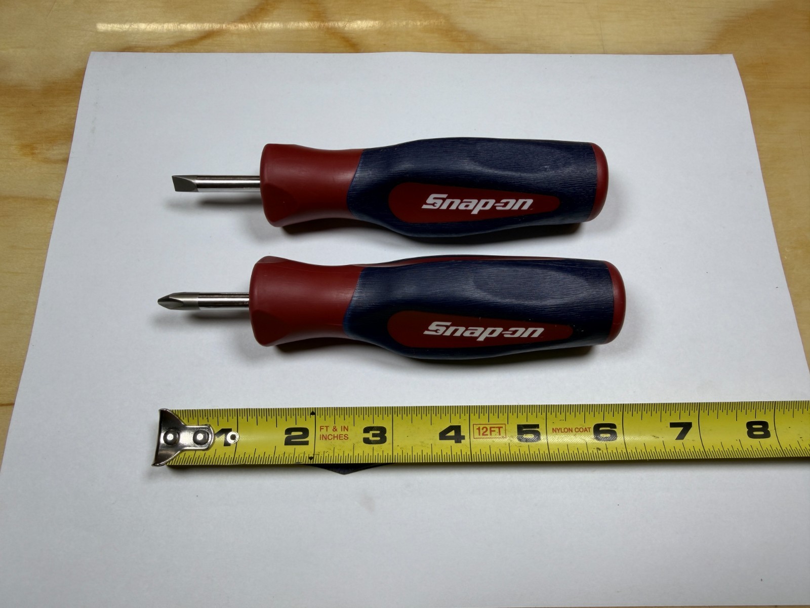 Snap-on Tools RARE RED WHITE BLUE 2pc Hard Grip Instinct Stubby Screwdriver Set