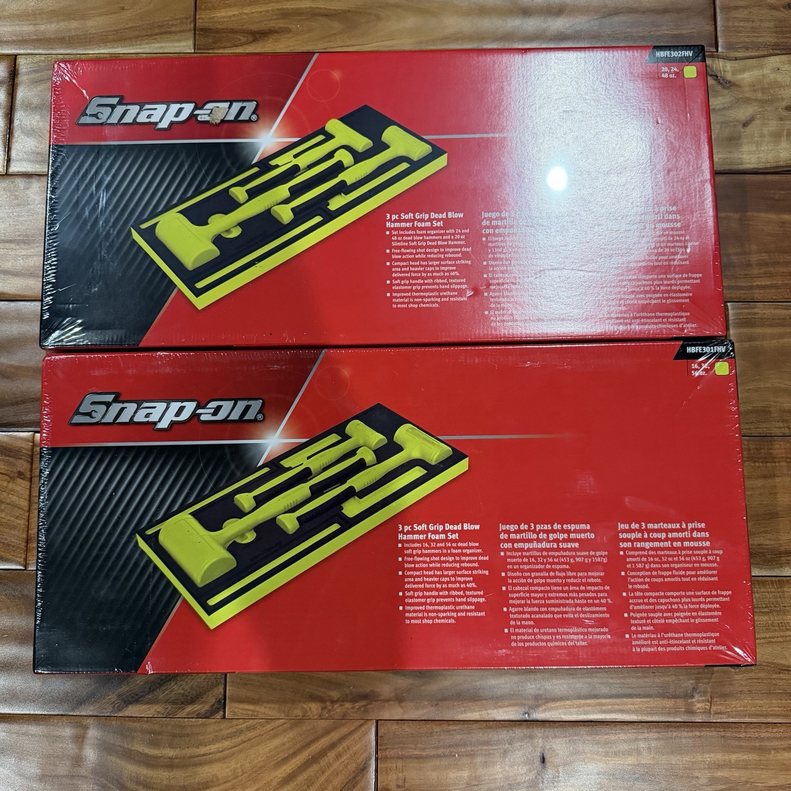 Snap-on Tools NEW 6pc HI VIZ YELLOW Dead Blow Hammer Set w/ PRO-FI Foam HBFE6FHV