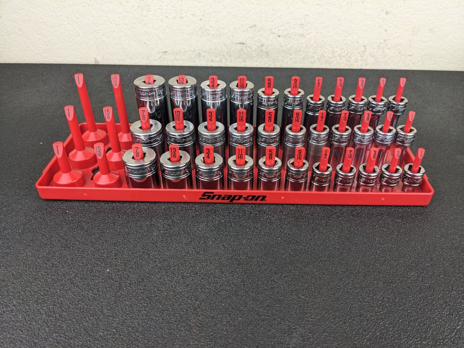 #bo723 Snap On USA 39pc 3/8″ Drive SAE 6 Point Shallow Semi Deep MASTER SET