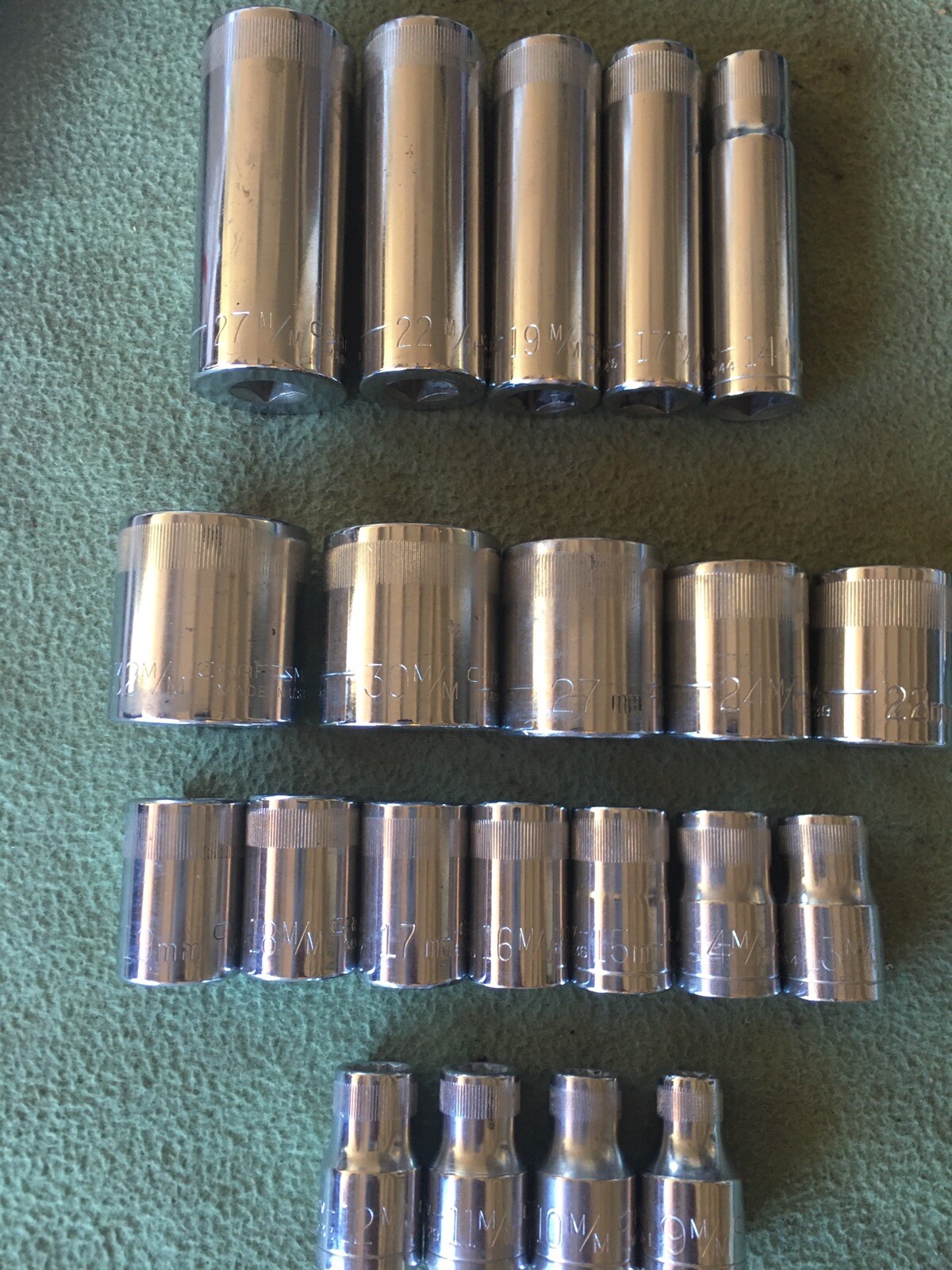 Craftsman Vintage Metric mm 12-6 Point Socket Set lot of 39-V-VV Great Condition