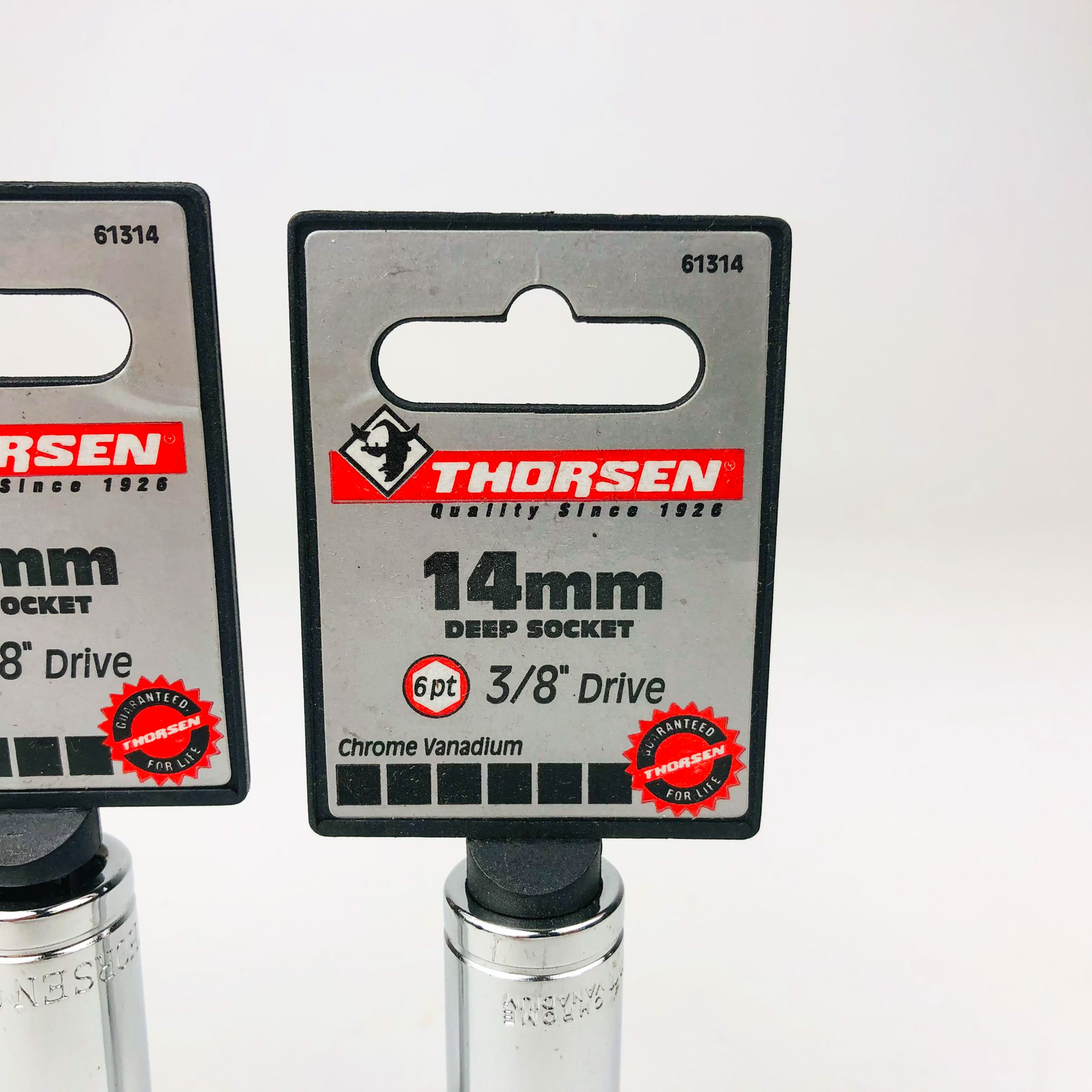 14mm Deep Socket 3/8 Drive 6 Point Metric Chrome Vanadium Thorsen 61314 3 Pack