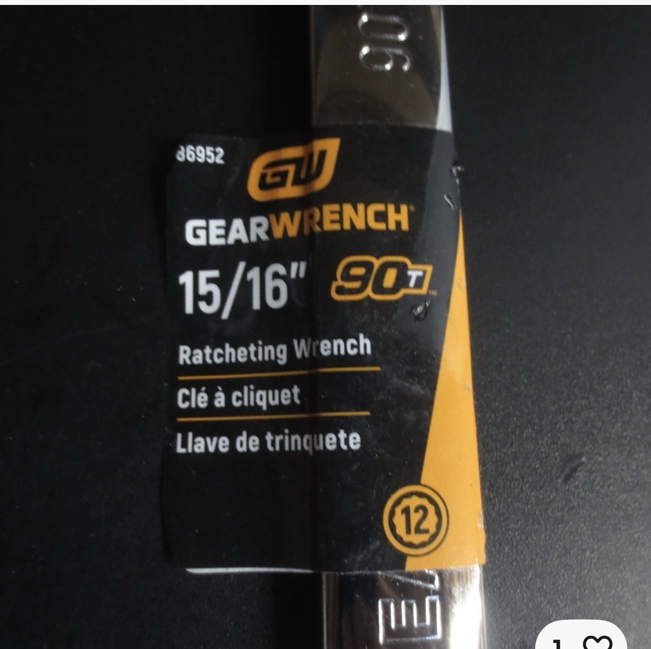 GEARWRENCH 15/16in 90T 12 Point Ratcheting Combination Wrench 86952