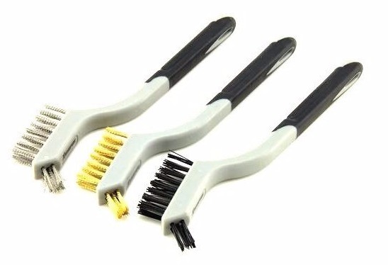 3Pc Stainless Steel Brass Nylon Wire Brush Set Cleaning Rust Detail Polish Metal