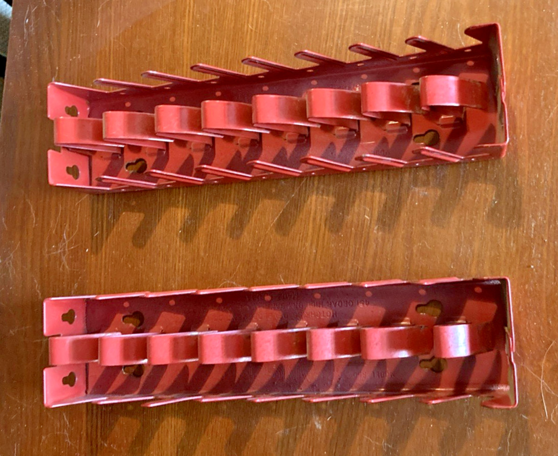 2- Spanger Model 850 Wrench Racks Only Holds 8 Wrenches Red Metal Wall Mount USA