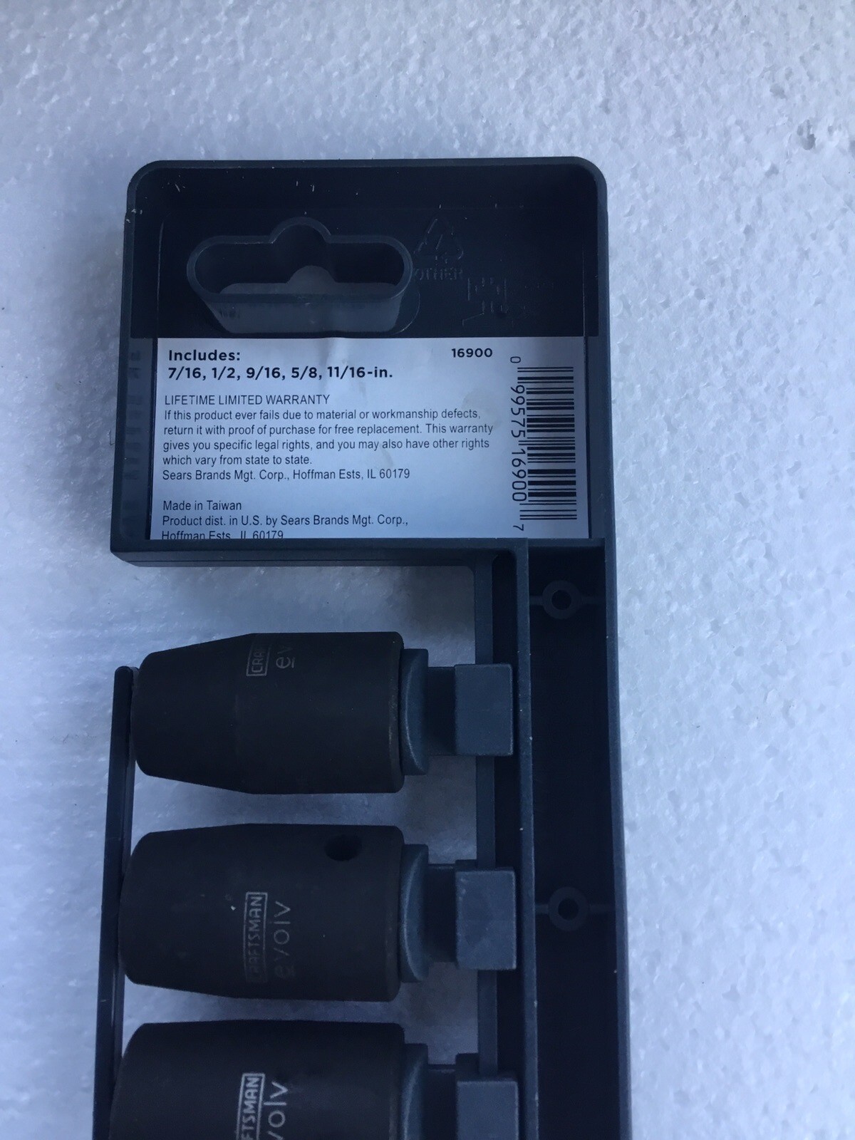 Craftsman 16900 Evolv 5 pc. 1/2 Inch Drive Impact Socket Set SAE 6 Point New